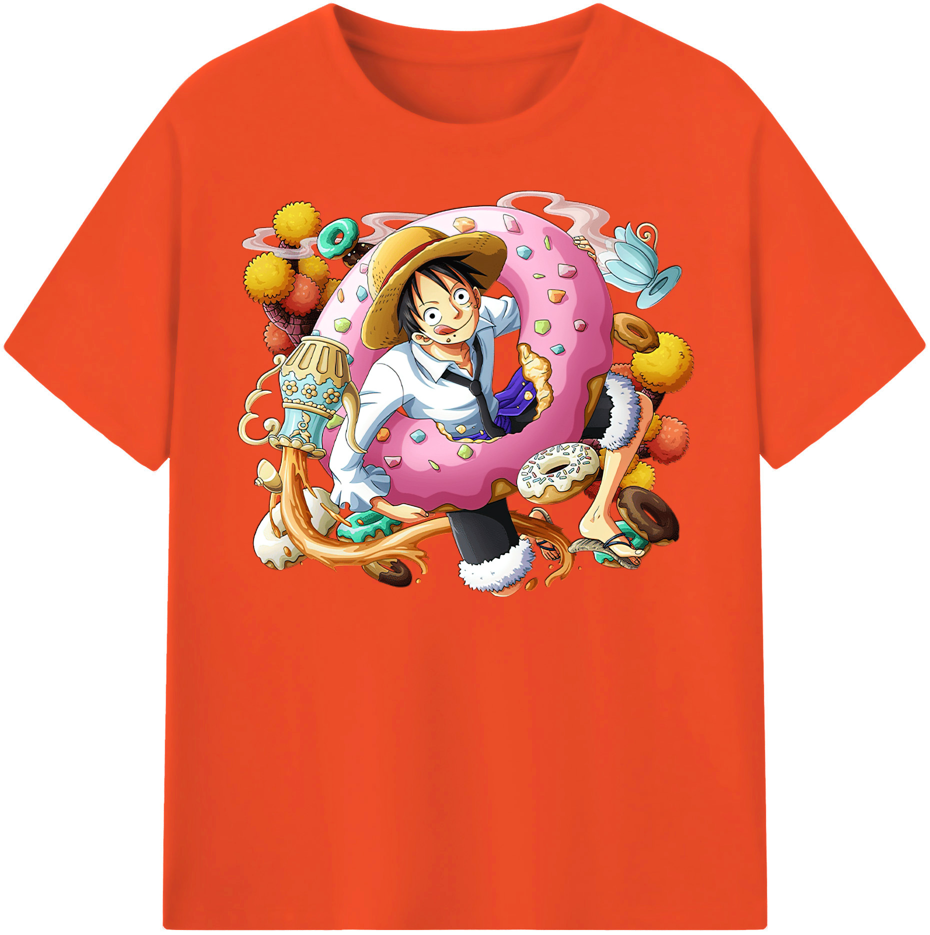 ワンピース モンキー・D・ルフィ ONE PIECE Monkey D. Luffy 綿100％半袖Tシャツ（フロントプリント）
