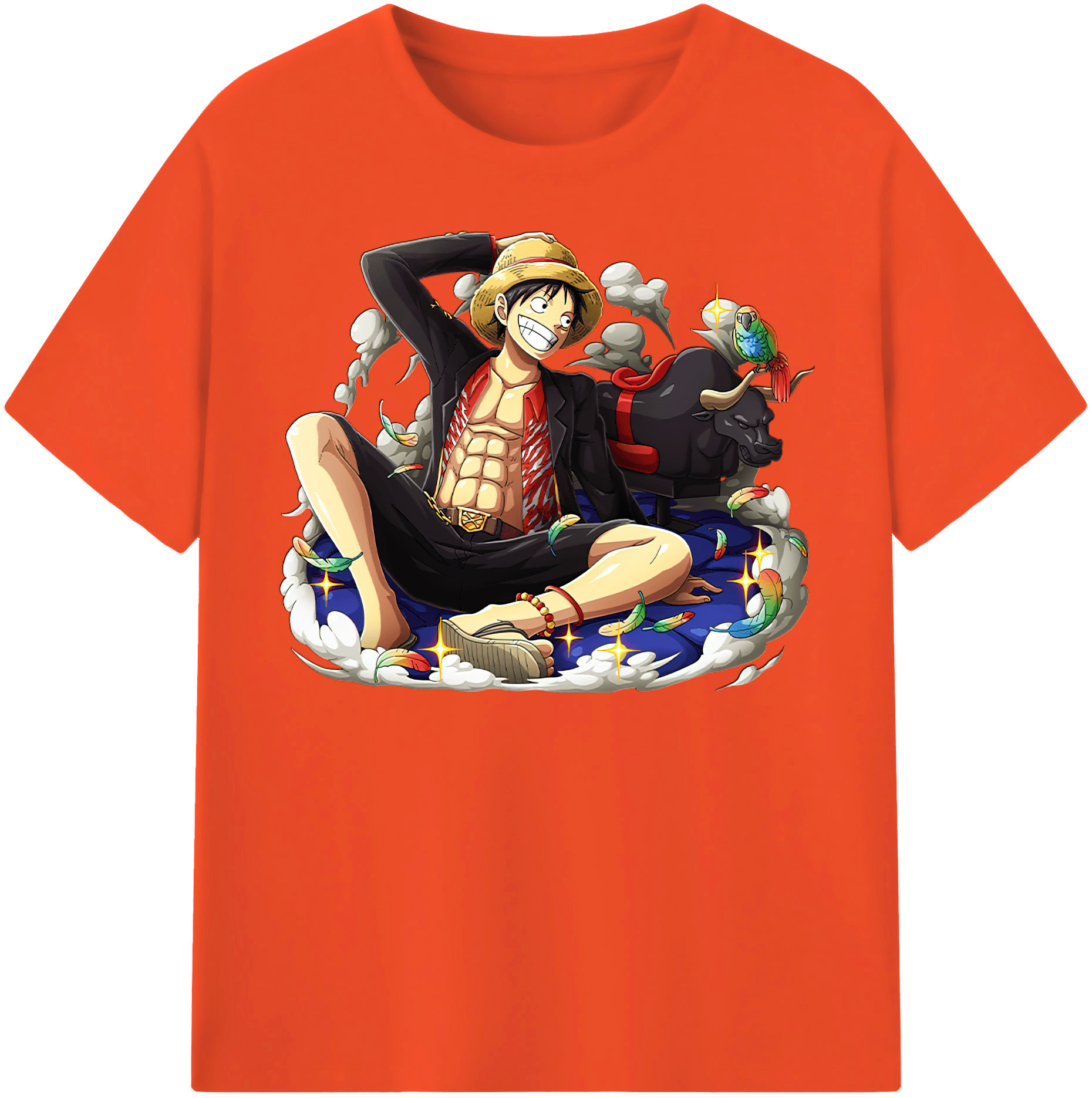 ワンピース モンキー・D・ルフィ ONE PIECE Monkey D. Luffy 綿100％半袖Tシャツ（フロントプリント）
