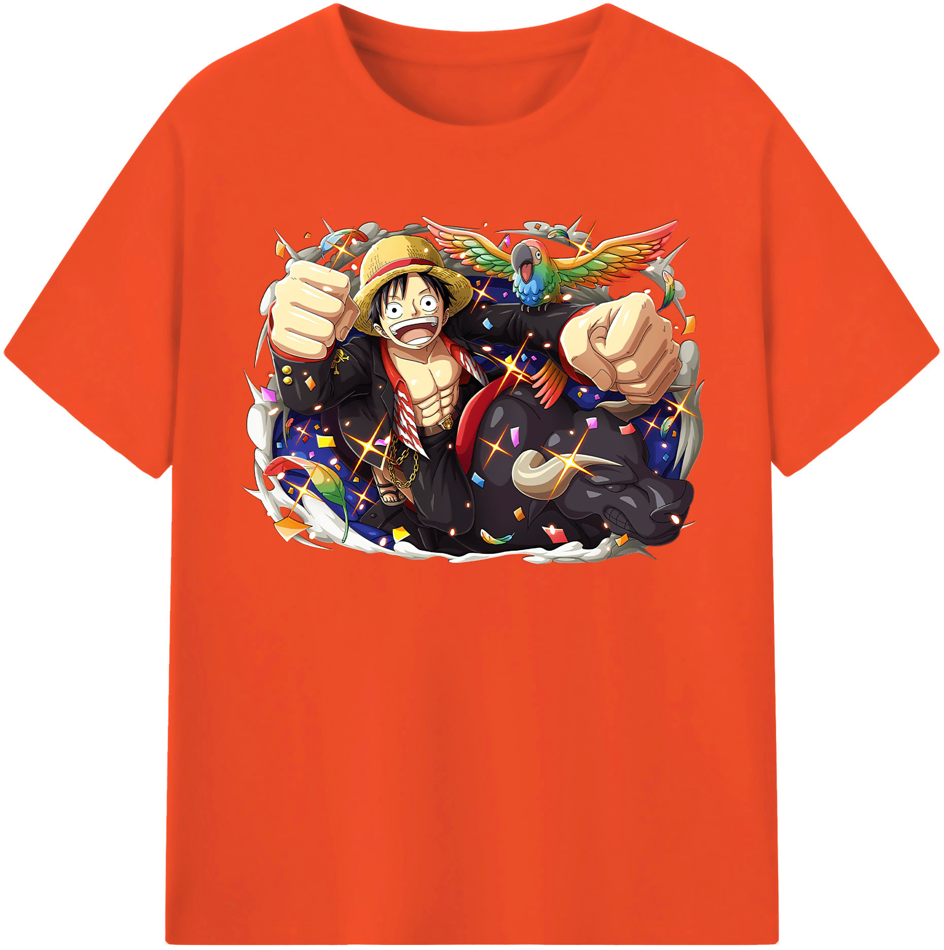 ワンピース モンキー・D・ルフィ ONE PIECE Monkey D. Luffy 綿100％半袖Tシャツ（フロントプリント）