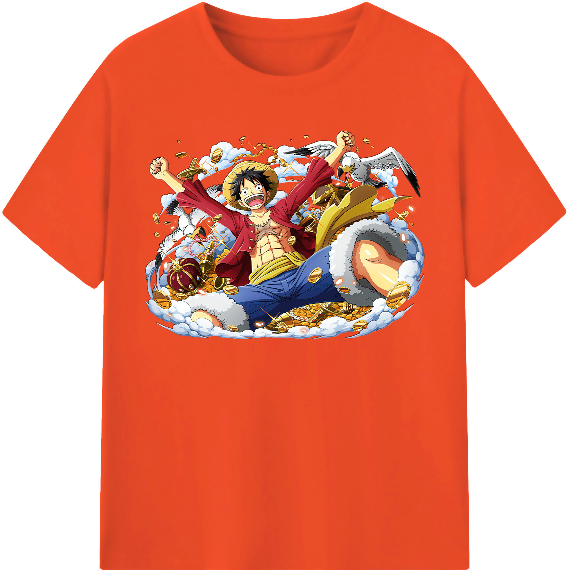 ワンピース モンキー・D・ルフィ ONE PIECE Monkey D. Luffy 綿100％半袖Tシャツ（フロントプリント）