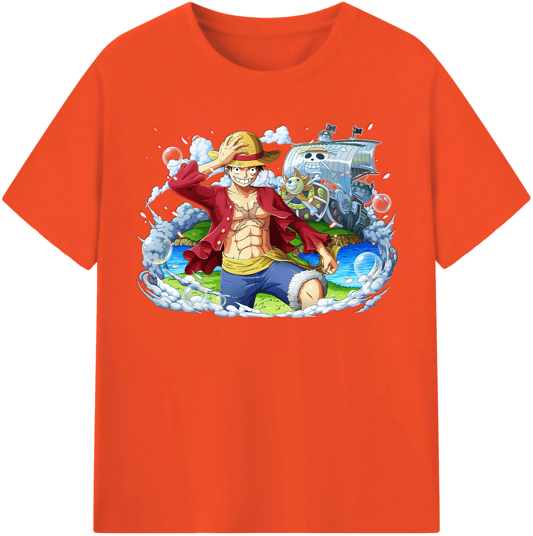 ワンピース モンキー・D・ルフィ ONE PIECE Monkey D. Luffy 綿100％半袖Tシャツ（フロントプリント）
