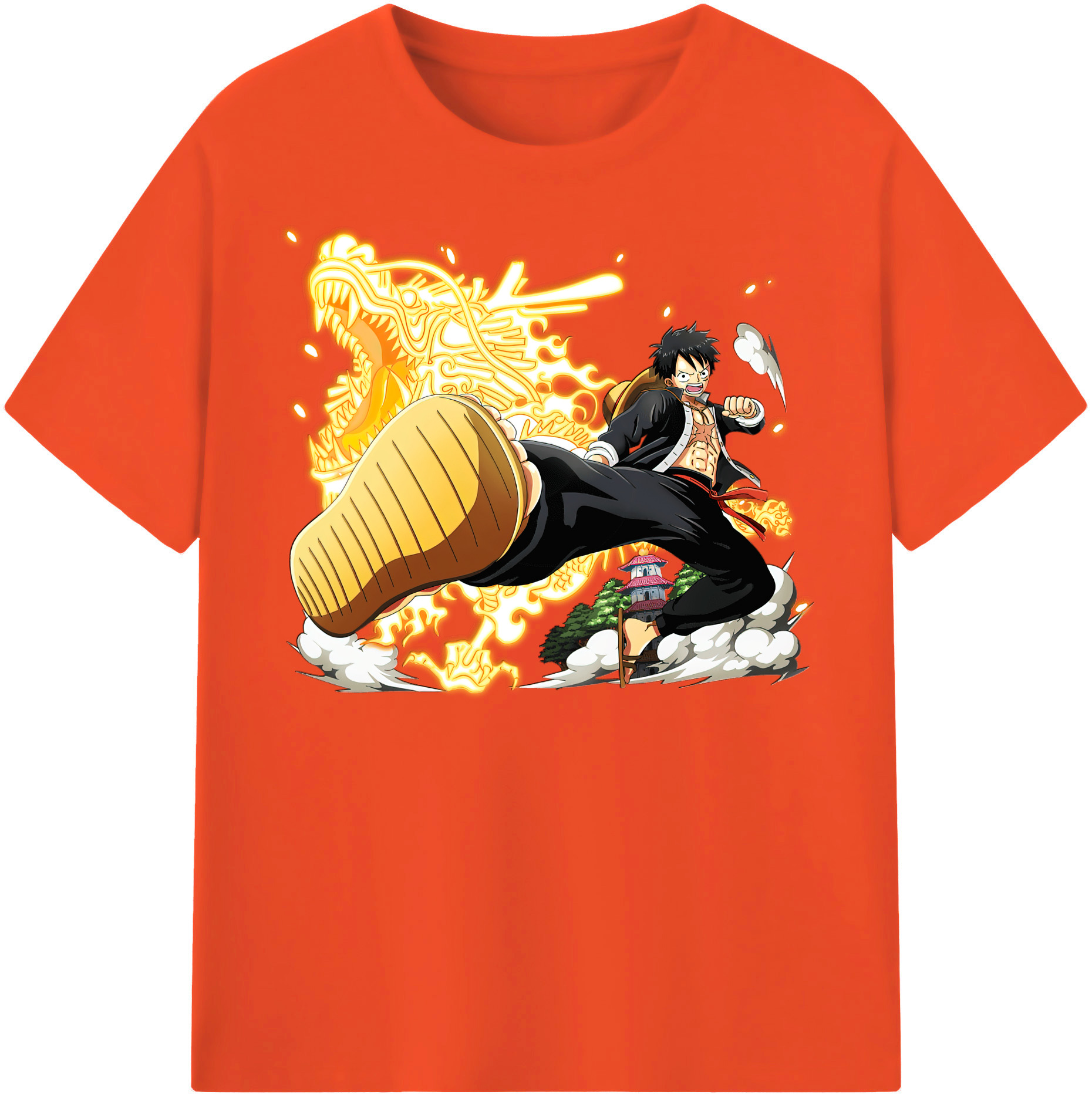 ワンピース モンキー・D・ルフィ ONE PIECE Monkey D. Luffy 綿100％半袖Tシャツ（フロントプリント）