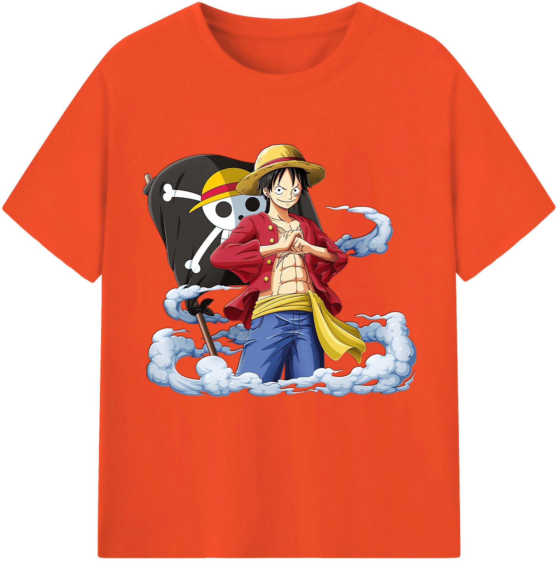 ワンピース モンキー・D・ルフィ ONE PIECE Monkey D. Luffy 綿100％半袖Tシャツ（フロントプリント）