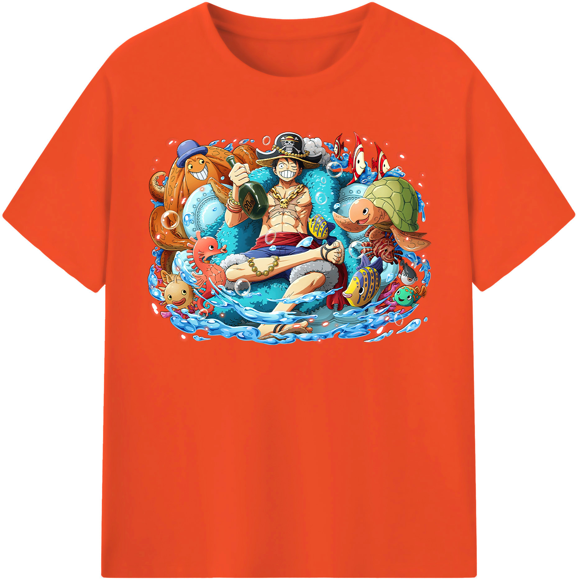 ワンピース モンキー・D・ルフィ ONE PIECE Monkey D. Luffy 綿100％半袖Tシャツ（フロントプリント）