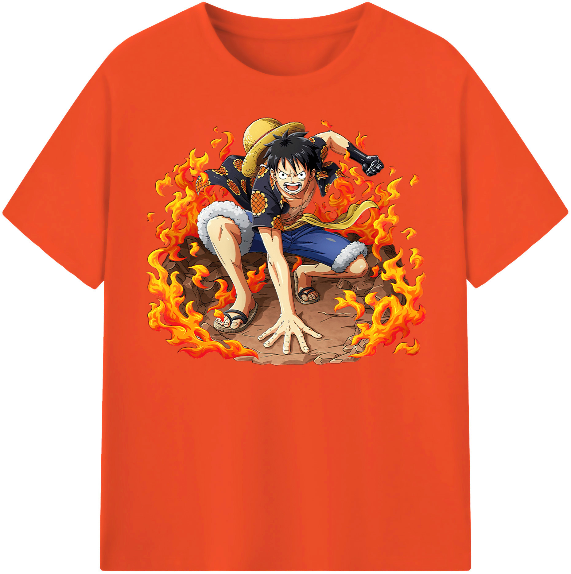 ワンピース モンキー・D・ルフィ ONE PIECE Monkey D. Luffy 綿100％半袖Tシャツ（フロントプリント）