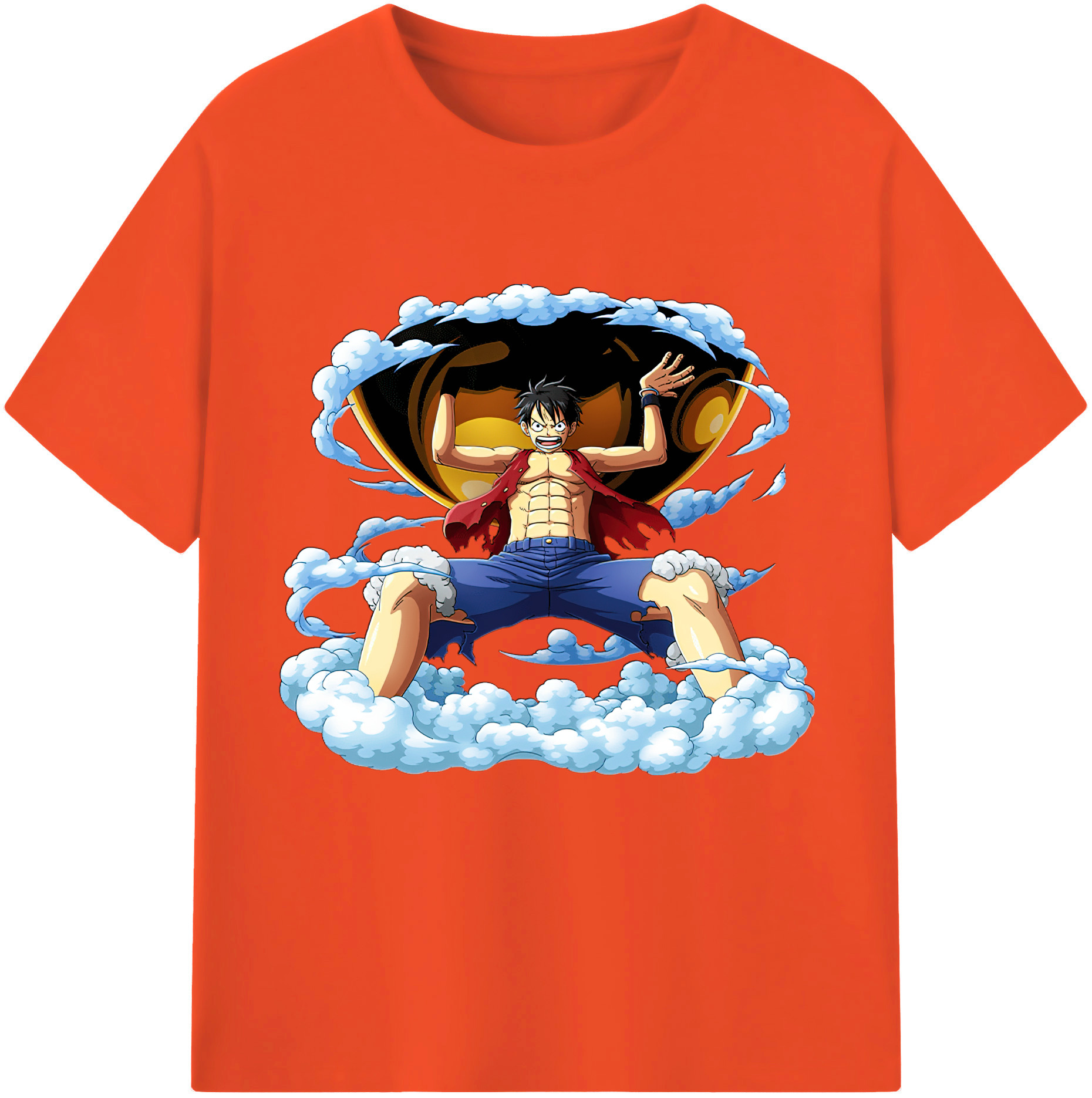 ワンピース モンキー・D・ルフィ ONE PIECE Monkey D. Luffy 綿100％半袖Tシャツ（フロントプリント）