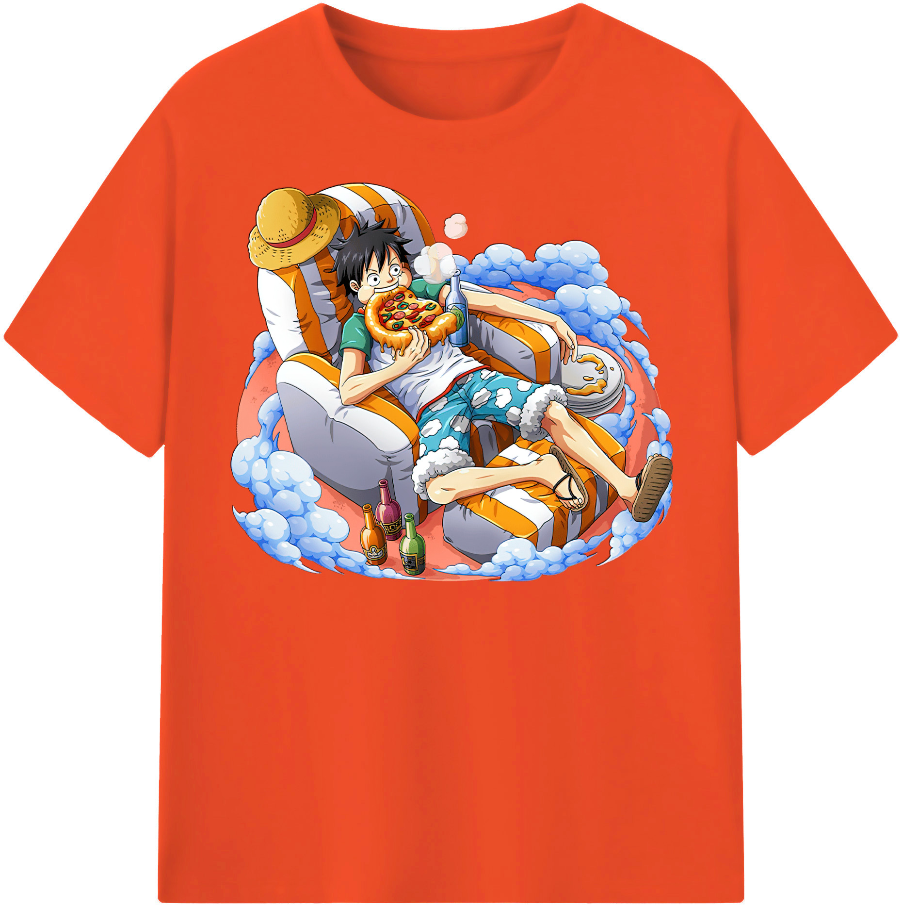 ワンピース モンキー・D・ルフィ ONE PIECE Monkey D. Luffy 綿100％半袖Tシャツ（フロントプリント）