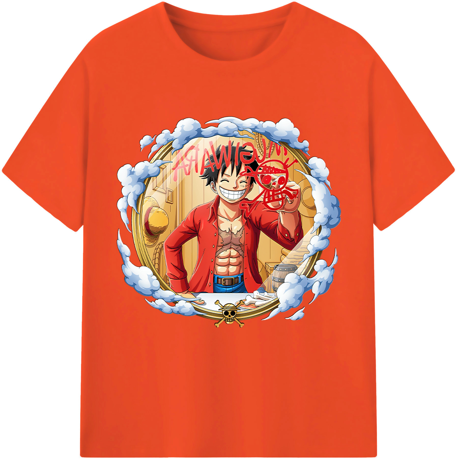 ワンピース モンキー・D・ルフィ ONE PIECE Monkey D. Luffy 綿100％半袖Tシャツ（フロントプリント）