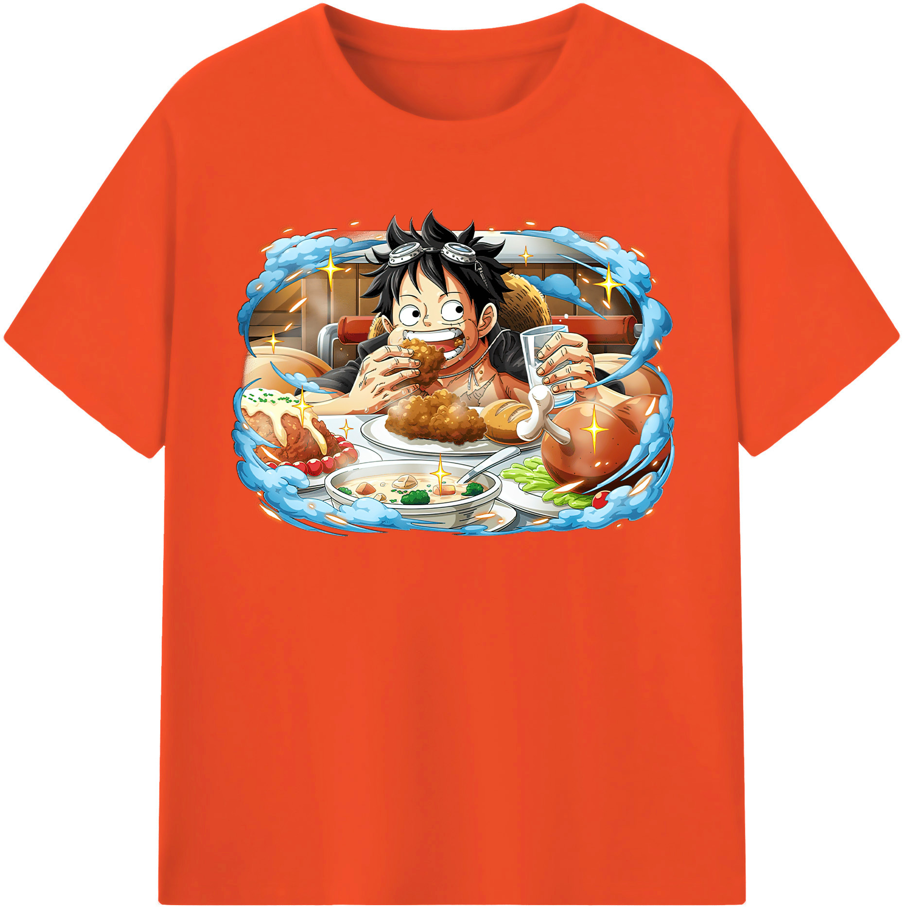 ワンピース モンキー・D・ルフィ ONE PIECE Monkey D. Luffy 綿100％半袖Tシャツ（フロントプリント）