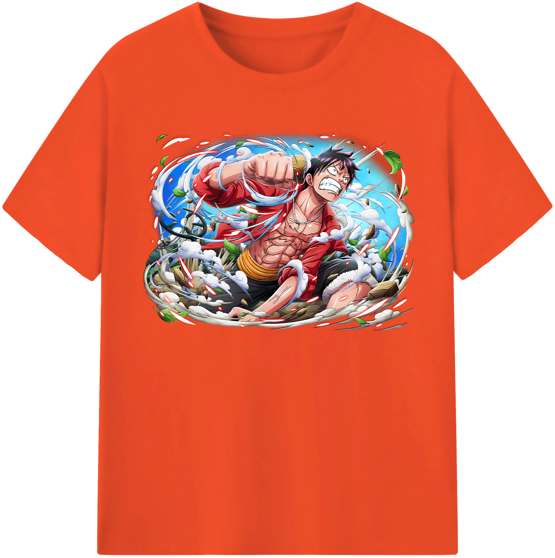 ワンピース モンキー・D・ルフィ ONE PIECE Monkey D. Luffy 綿100％半袖Tシャツ（フロントプリント）