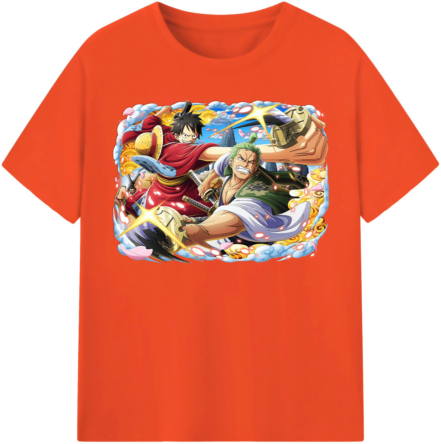 ワンピース モンキー・D・ルフィ ONE PIECE Monkey D. Luffy 綿100％半袖Tシャツ（フロントプリント）