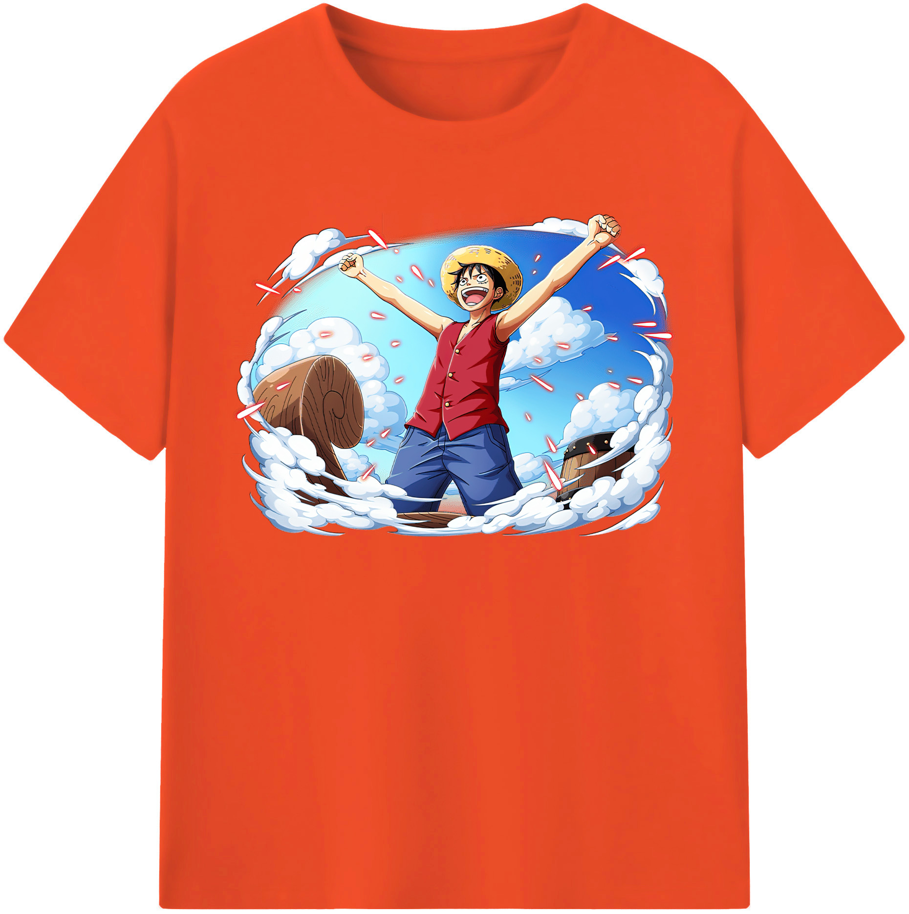 ワンピース モンキー・D・ルフィ ONE PIECE Monkey D. Luffy 綿100％半袖Tシャツ（フロントプリント）
