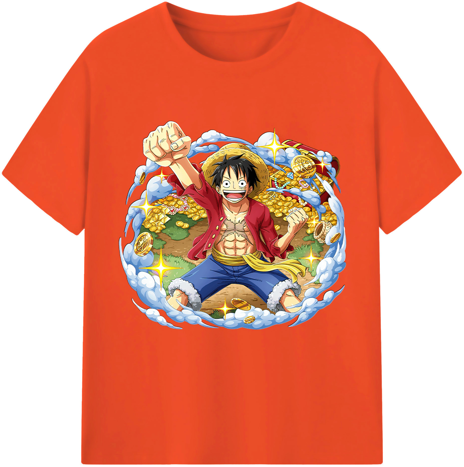 ワンピース モンキー・D・ルフィ ONE PIECE Monkey D. Luffy 綿100％半袖Tシャツ（フロントプリント）