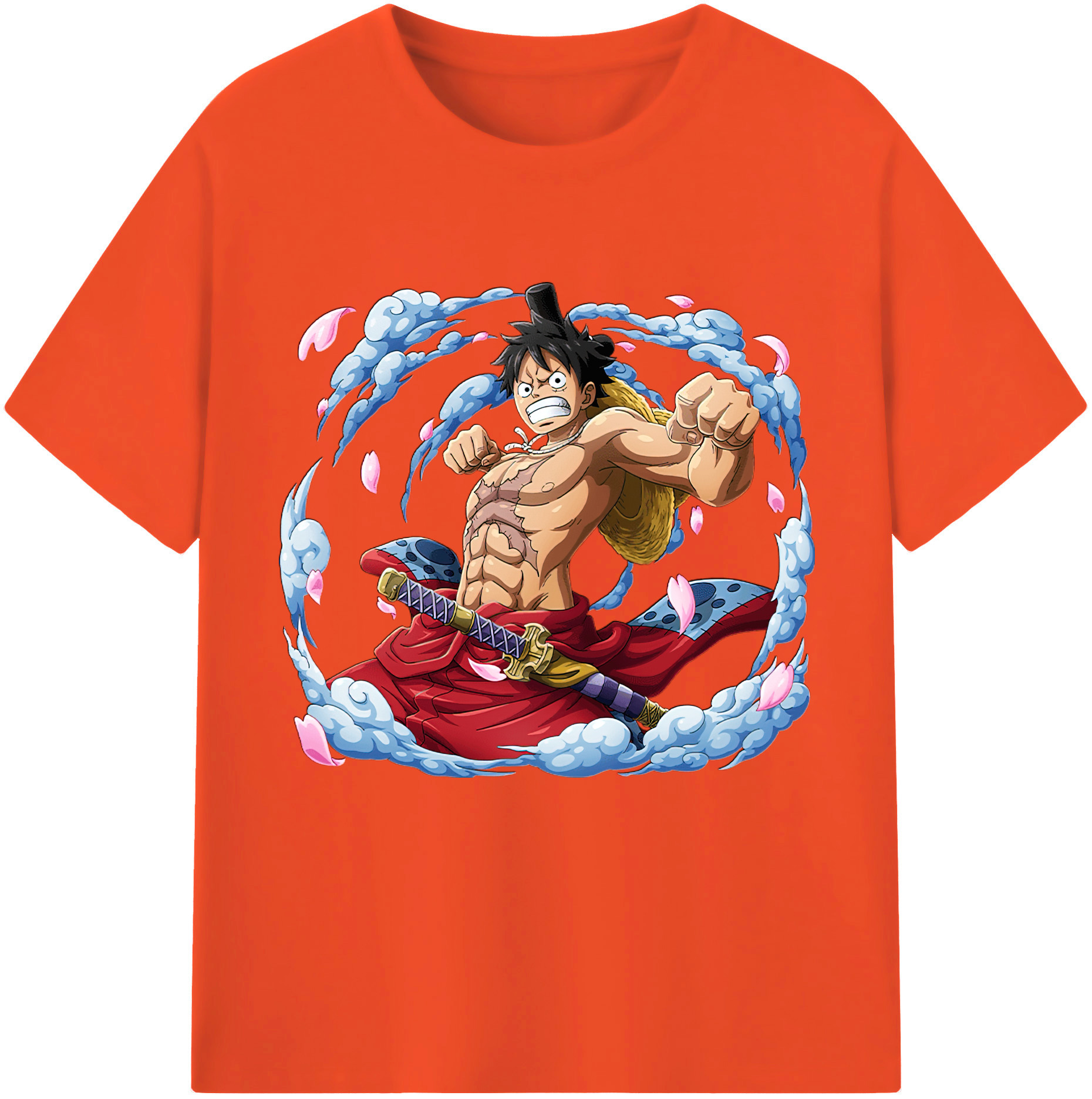 ワンピース モンキー・D・ルフィ ONE PIECE Monkey D. Luffy 綿100％半袖Tシャツ（フロントプリント）