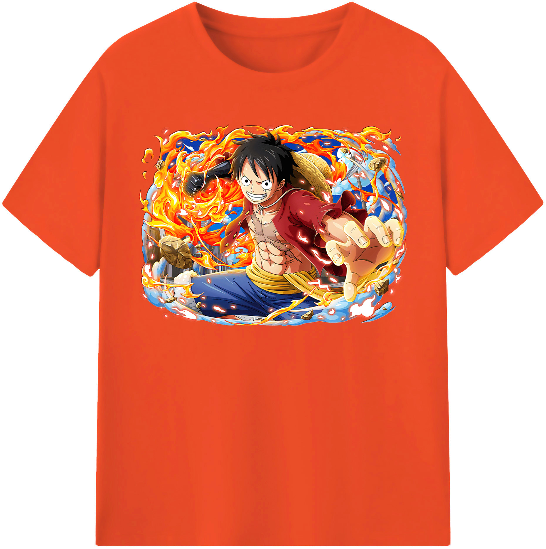 ワンピース モンキー・D・ルフィ ONE PIECE Monkey D. Luffy 綿100％半袖Tシャツ（フロントプリント）