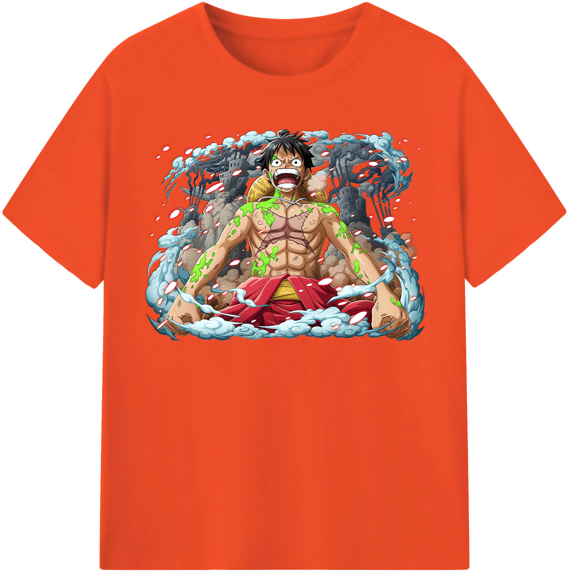 ワンピース モンキー・D・ルフィ ONE PIECE Monkey D. Luffy 綿100％半袖Tシャツ（フロントプリント）