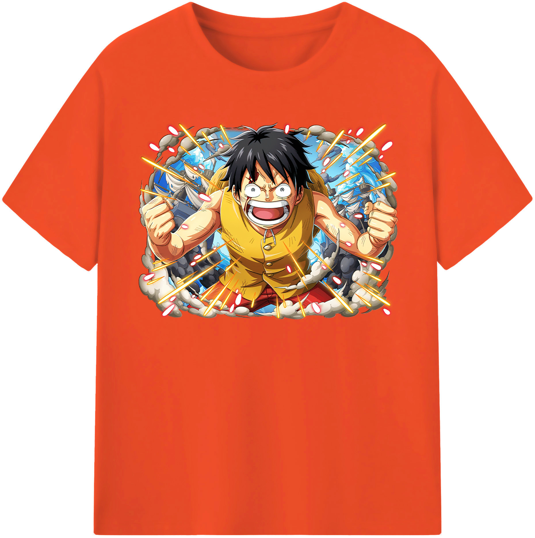 ワンピース モンキー・D・ルフィ ONE PIECE Monkey D. Luffy 綿100％半袖Tシャツ（フロントプリント）