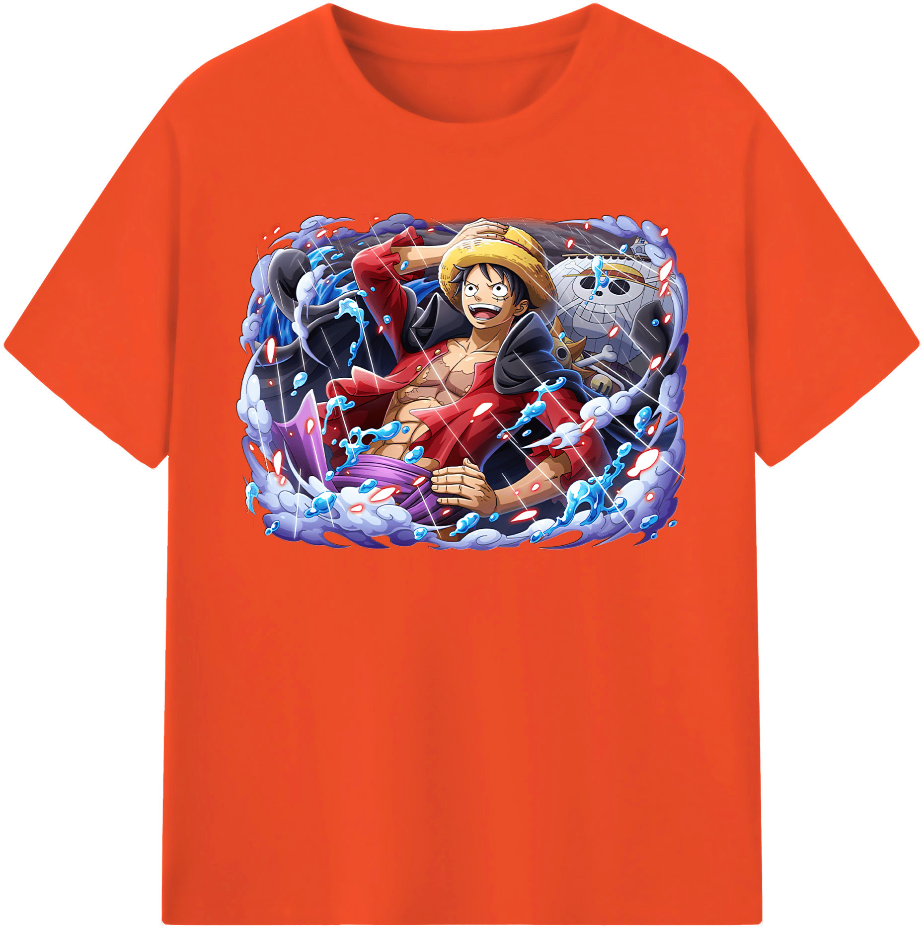 ワンピース モンキー・D・ルフィ ONE PIECE Monkey D. Luffy 綿100％半袖Tシャツ（フロントプリント）