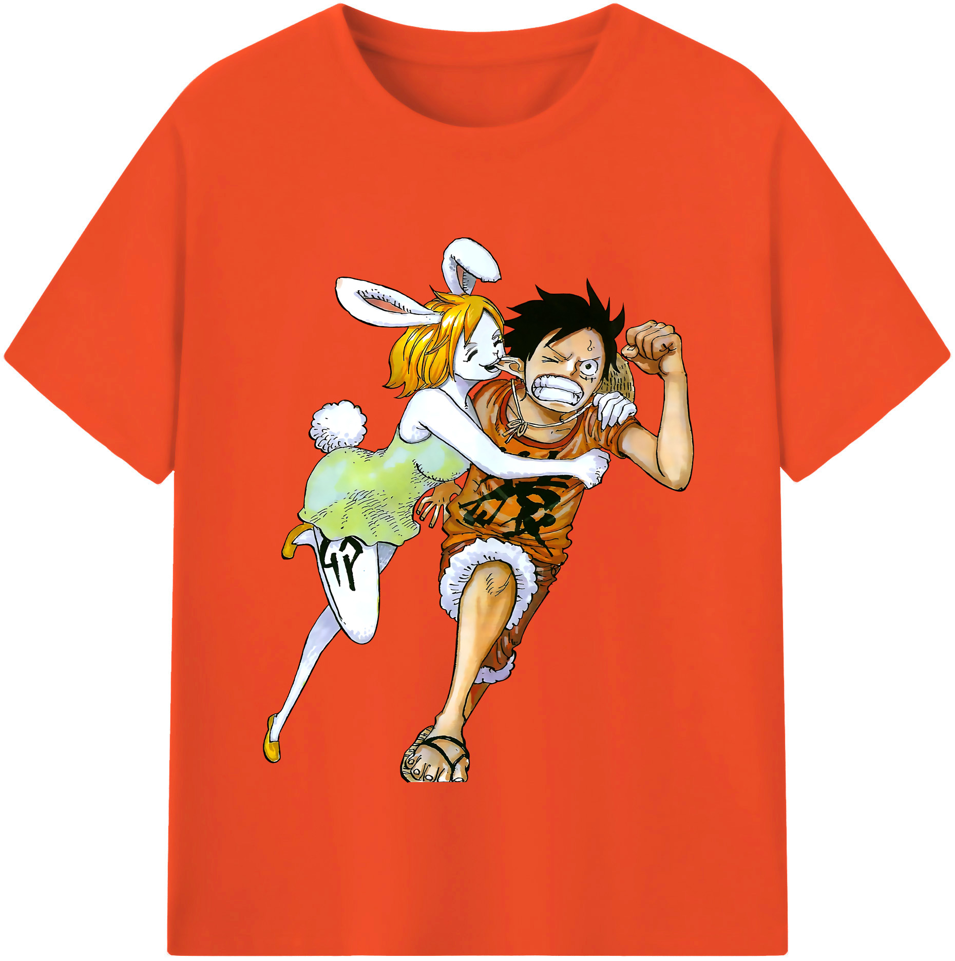 ワンピース モンキー・D・ルフィ ONE PIECE Monkey D. Luffy 綿100％半袖Tシャツ（フロントプリント）