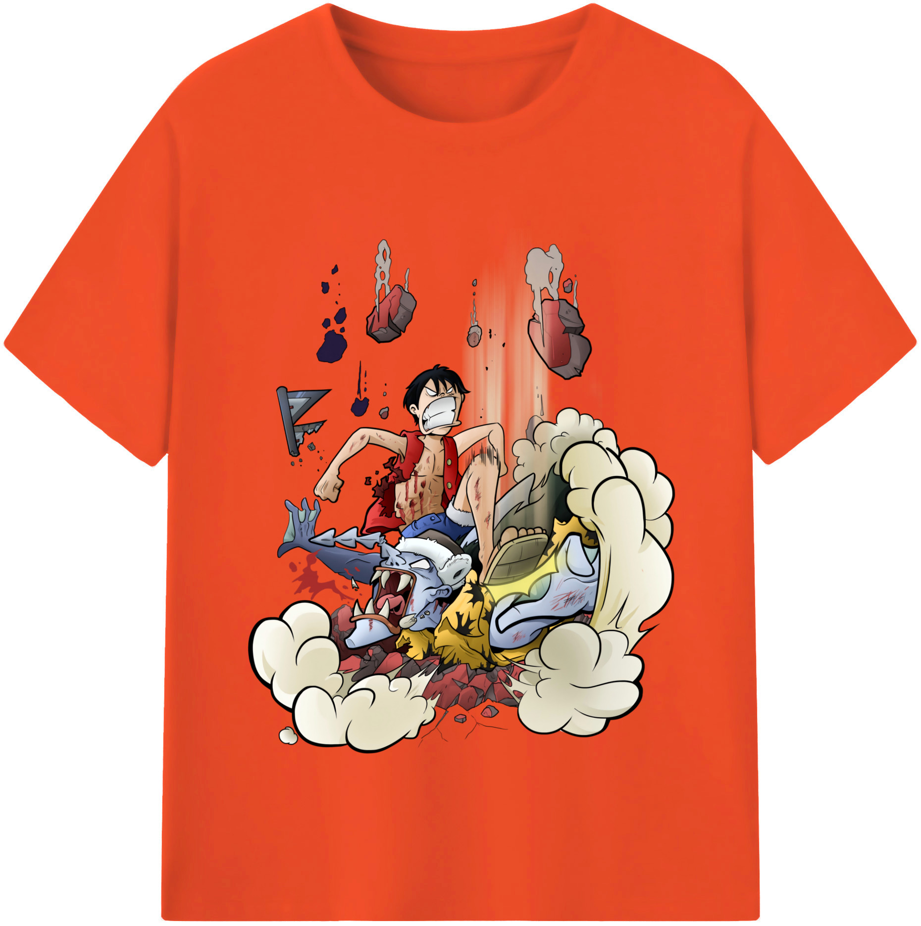 ワンピース モンキー・D・ルフィ ONE PIECE Monkey D. Luffy 綿100％半袖Tシャツ（フロントプリント）