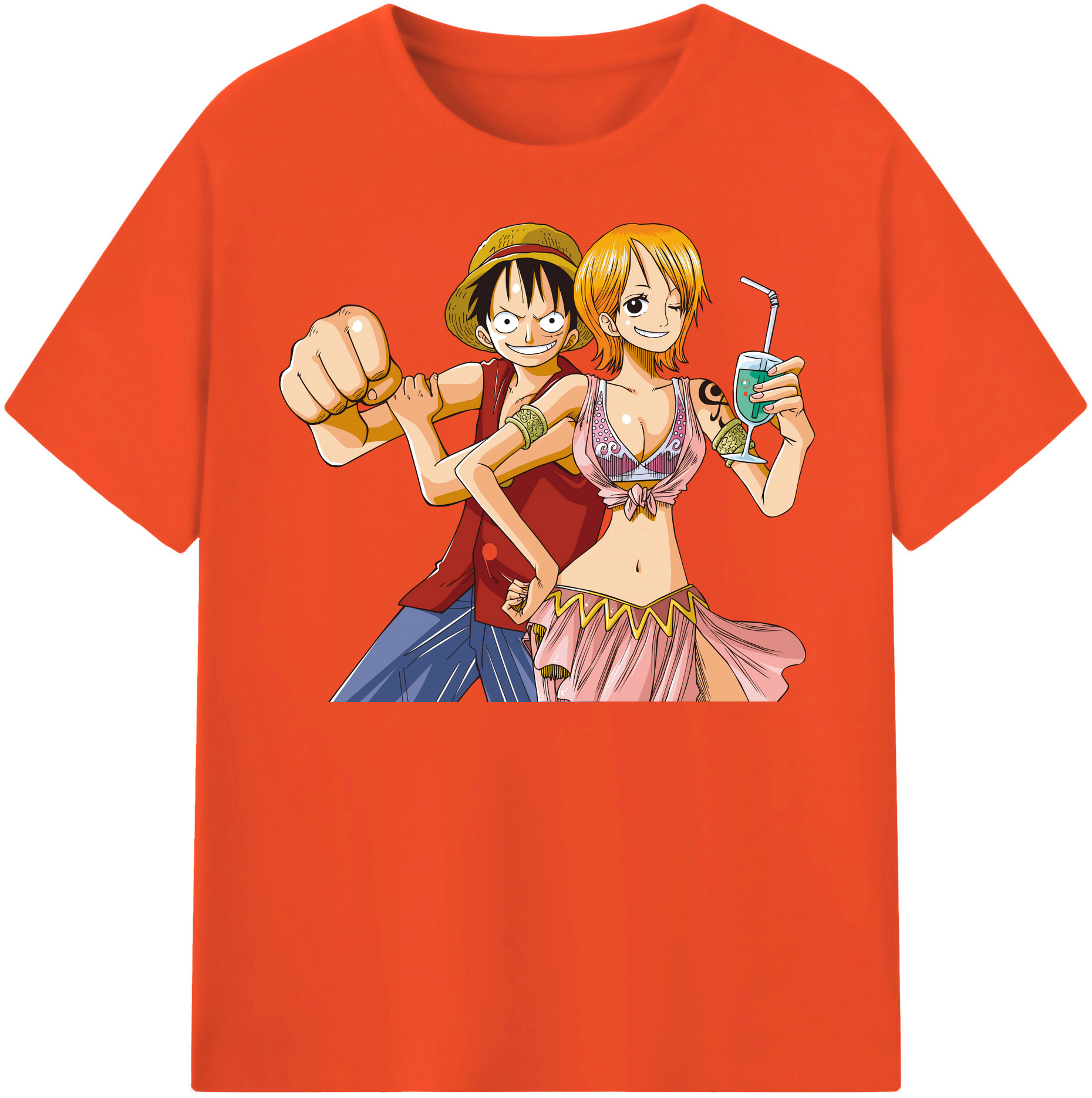 ワンピース モンキー・D・ルフィ ONE PIECE Monkey D. Luffy 綿100％半袖Tシャツ（フロントプリント）