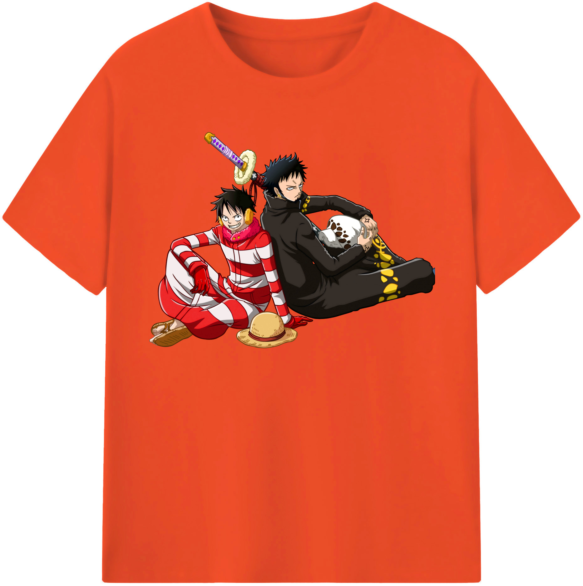 ワンピース モンキー・D・ルフィ ONE PIECE Monkey D. Luffy 綿100％半袖Tシャツ（フロントプリント）