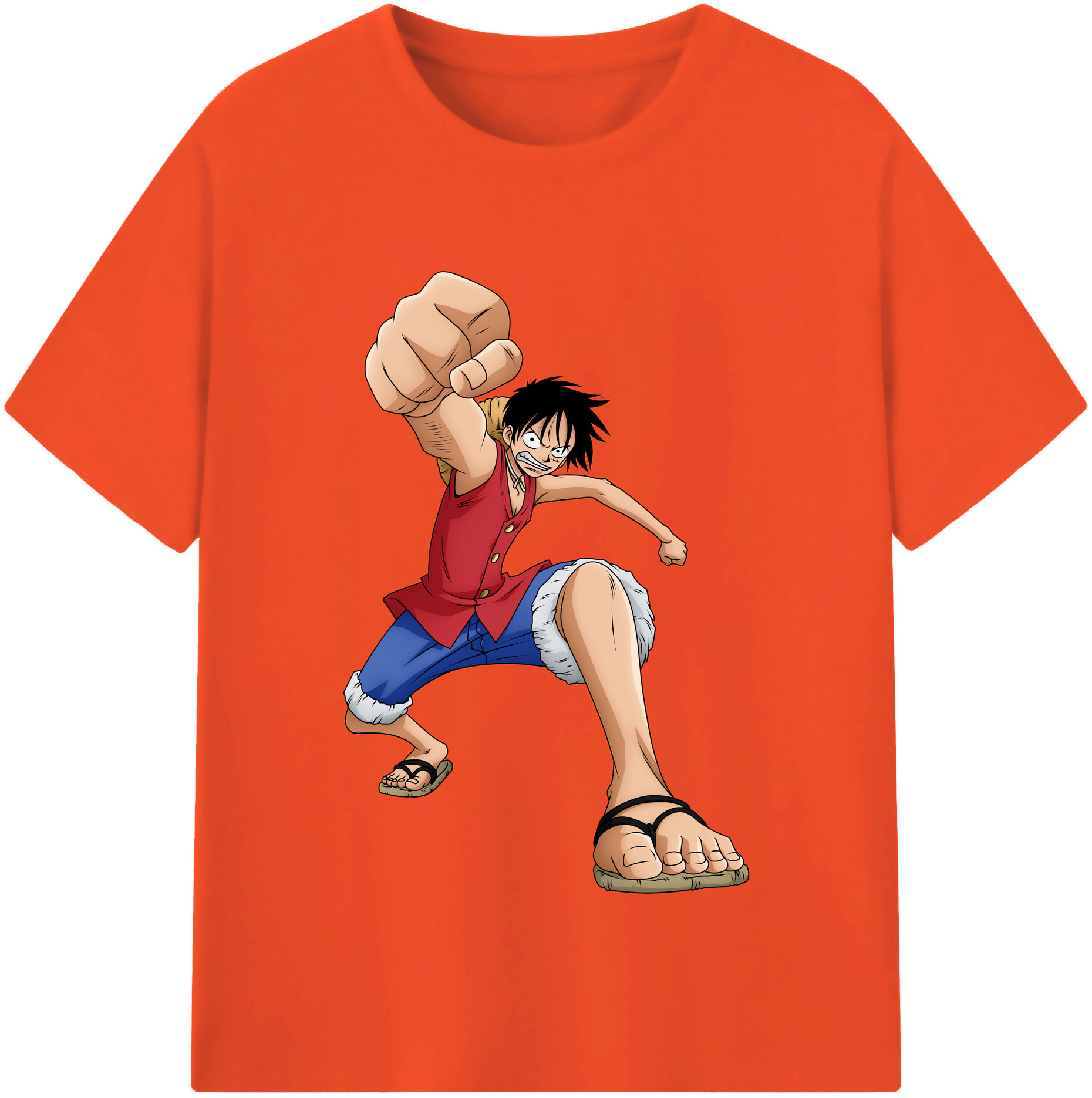ワンピース モンキー・D・ルフィ ONE PIECE Monkey D. Luffy 綿100％半袖Tシャツ（フロントプリント）