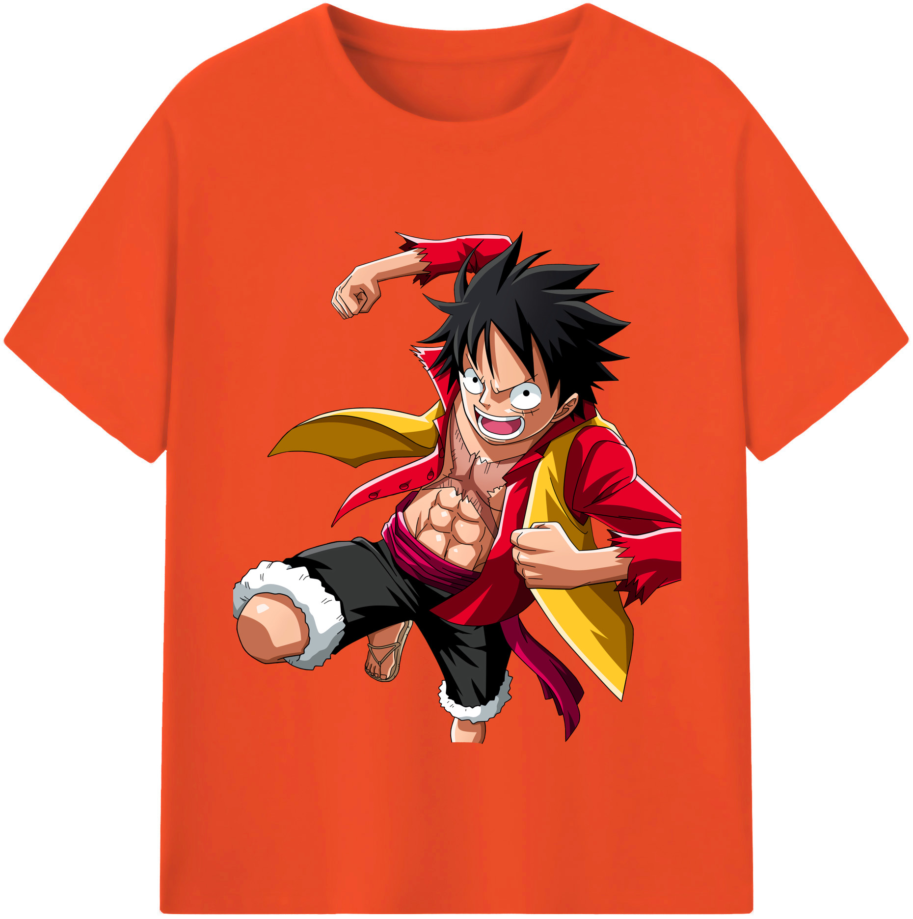 ワンピース モンキー・D・ルフィ ONE PIECE Monkey D. Luffy 綿100％半袖Tシャツ（フロントプリント）