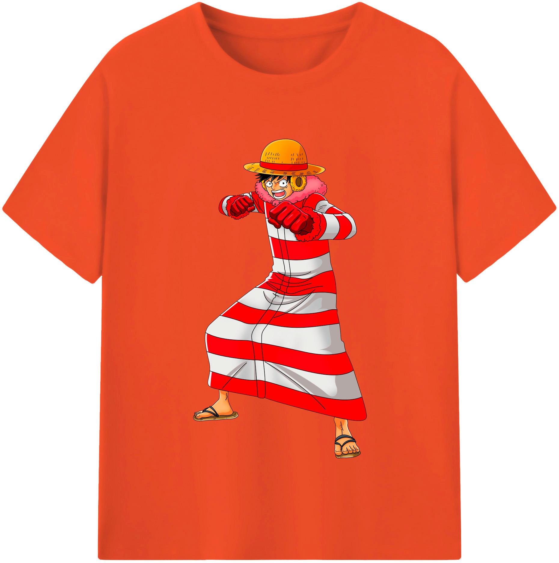 ワンピース モンキー・D・ルフィ ONE PIECE Monkey D. Luffy 綿100％半袖Tシャツ（フロントプリント）