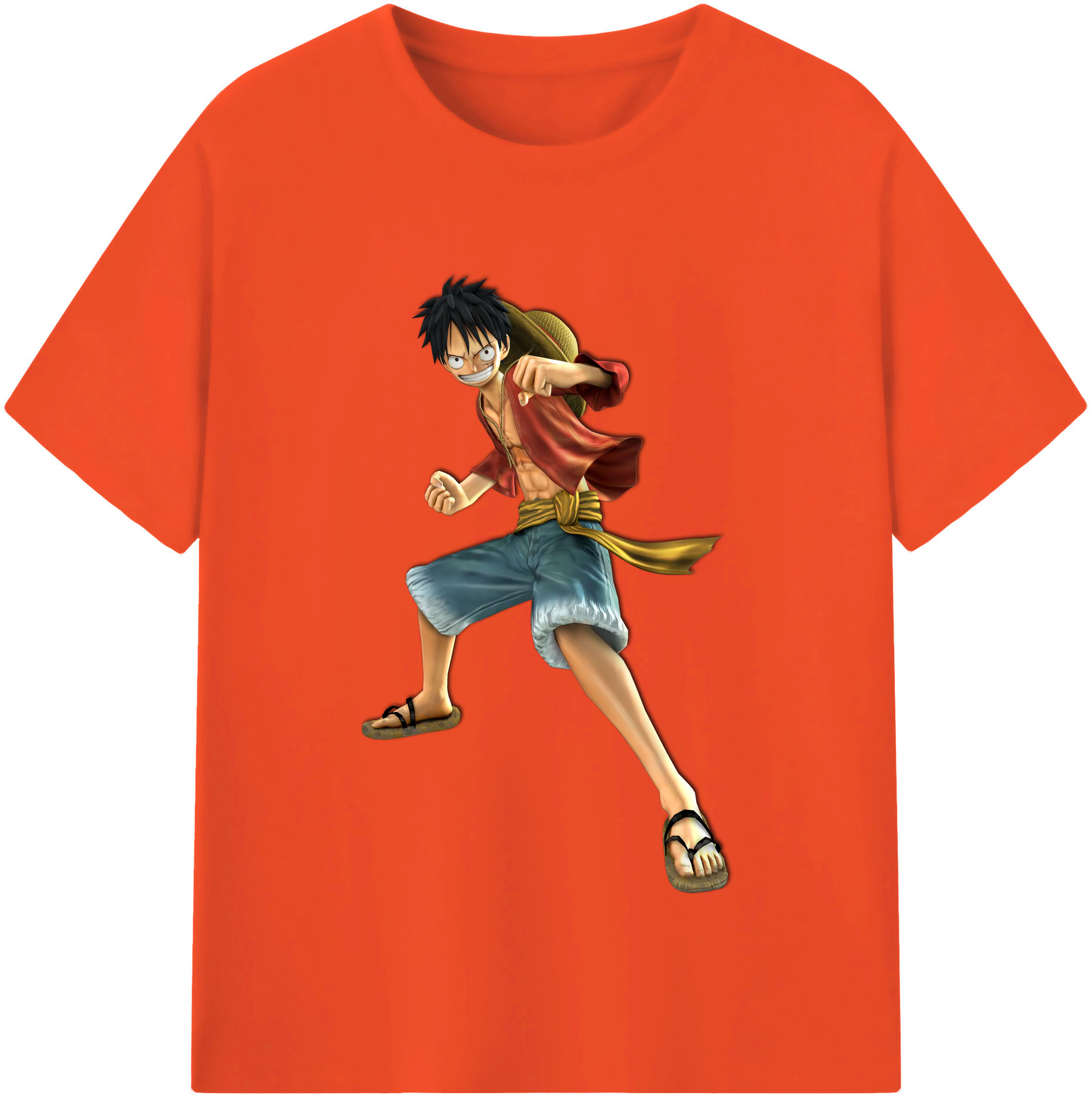 ワンピース モンキー・D・ルフィ ONE PIECE Monkey D. Luffy 綿100％半袖Tシャツ（フロントプリント）