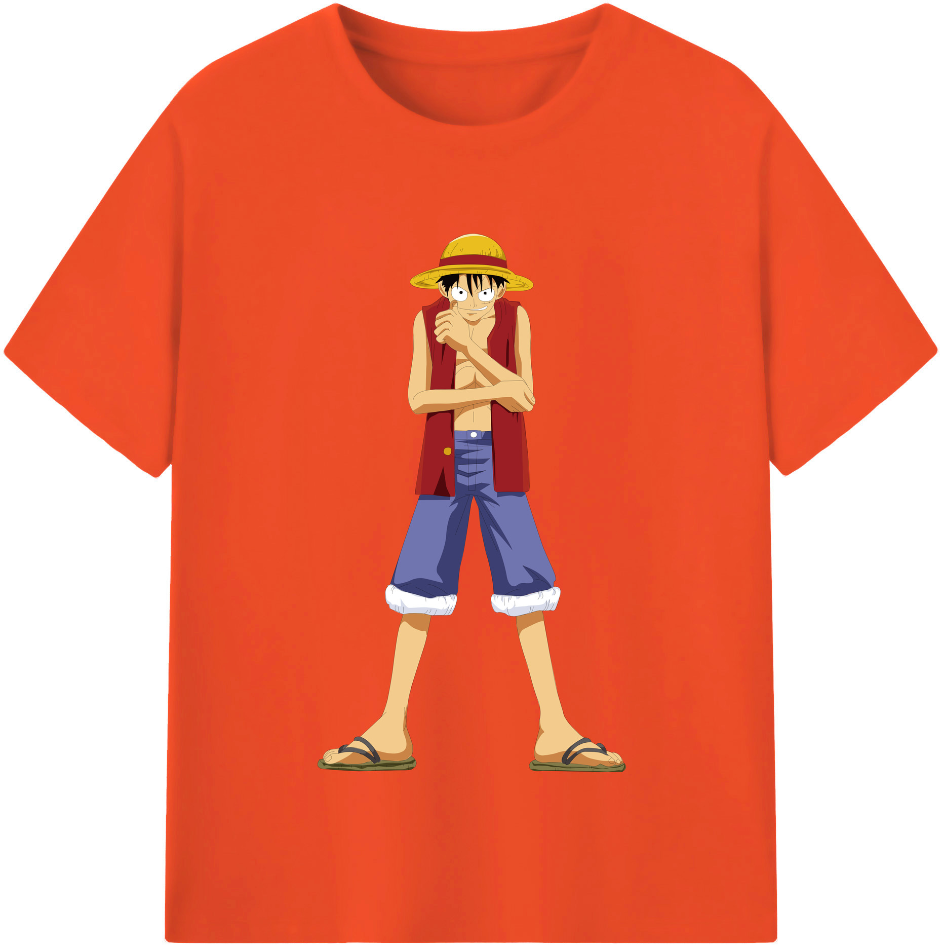 ワンピース モンキー・D・ルフィ ONE PIECE Monkey D. Luffy 綿100％半袖Tシャツ（フロントプリント）