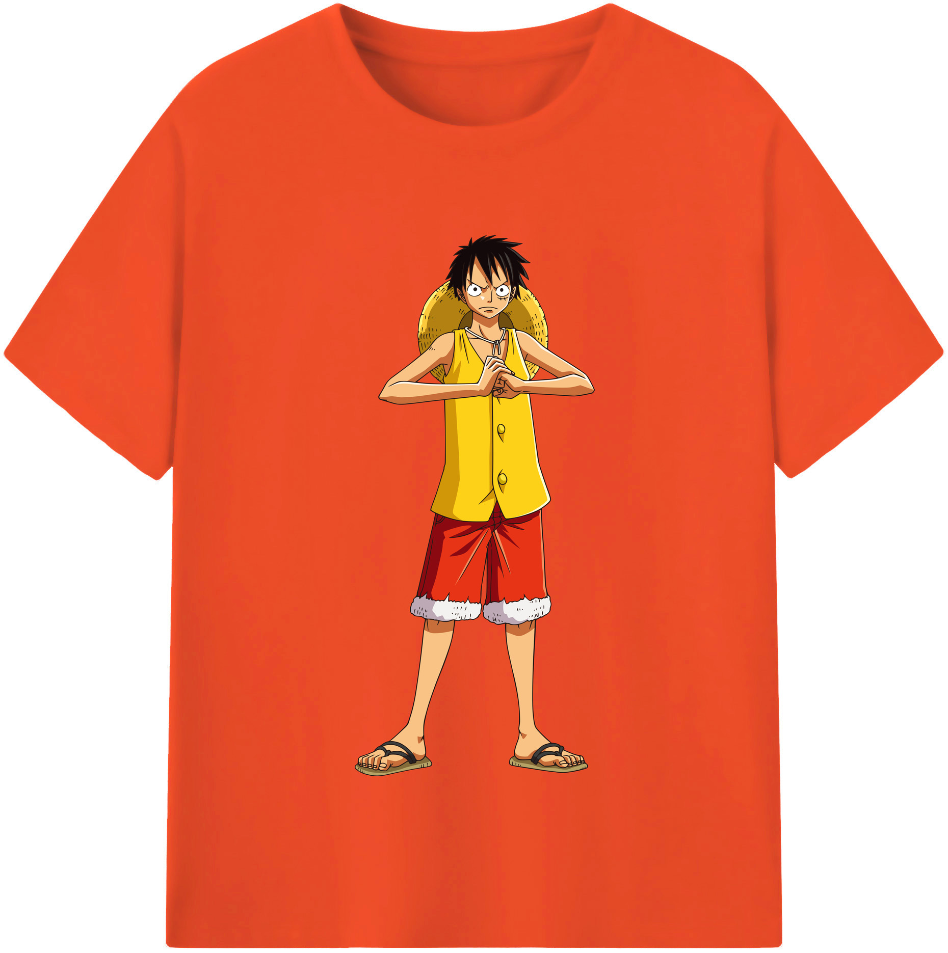 ワンピース モンキー・D・ルフィ ONE PIECE Monkey D. Luffy 綿100％半袖Tシャツ（フロントプリント）