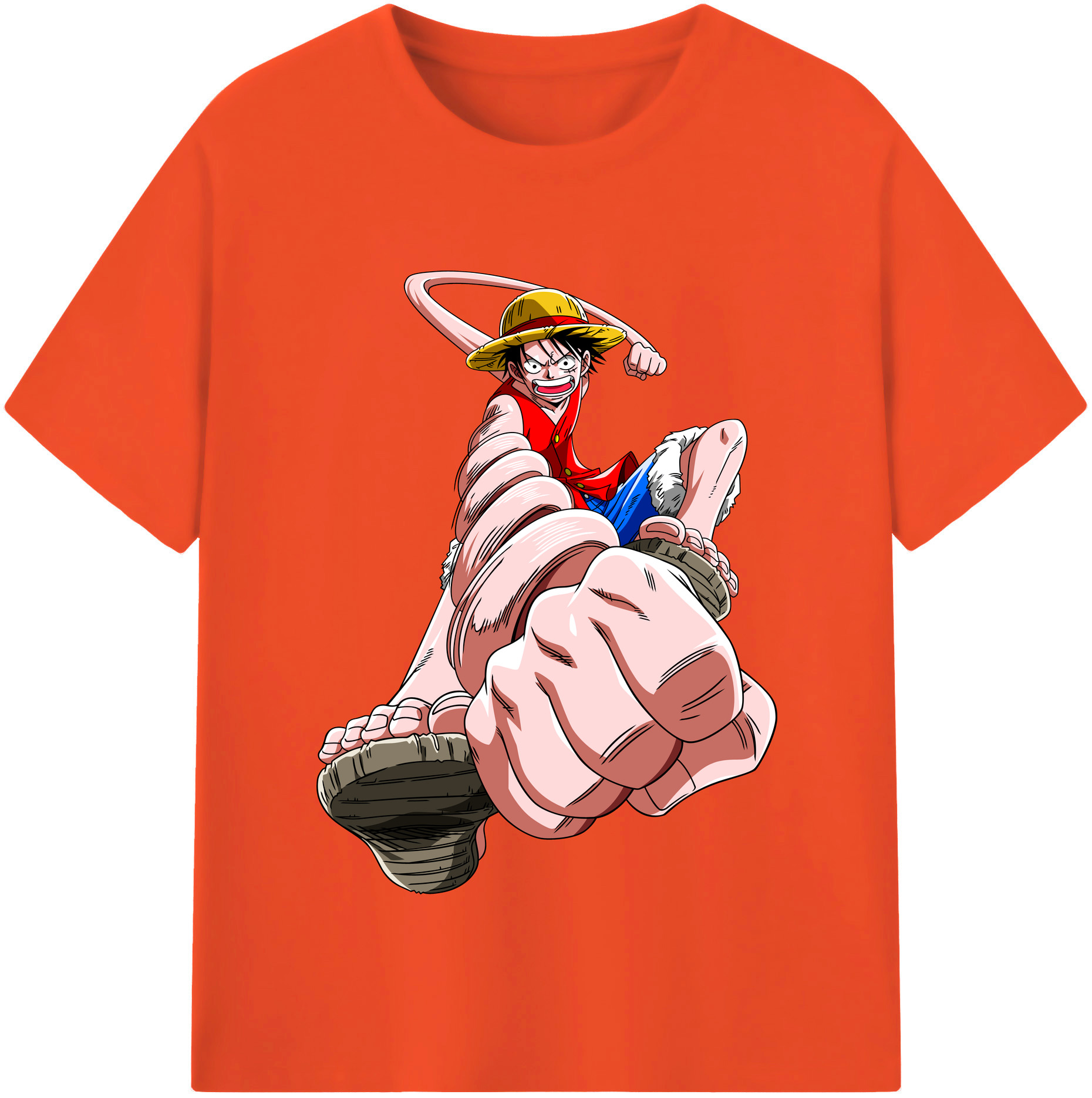 ワンピース モンキー・D・ルフィ ONE PIECE Monkey D. Luffy 綿100％半袖Tシャツ（フロントプリント）