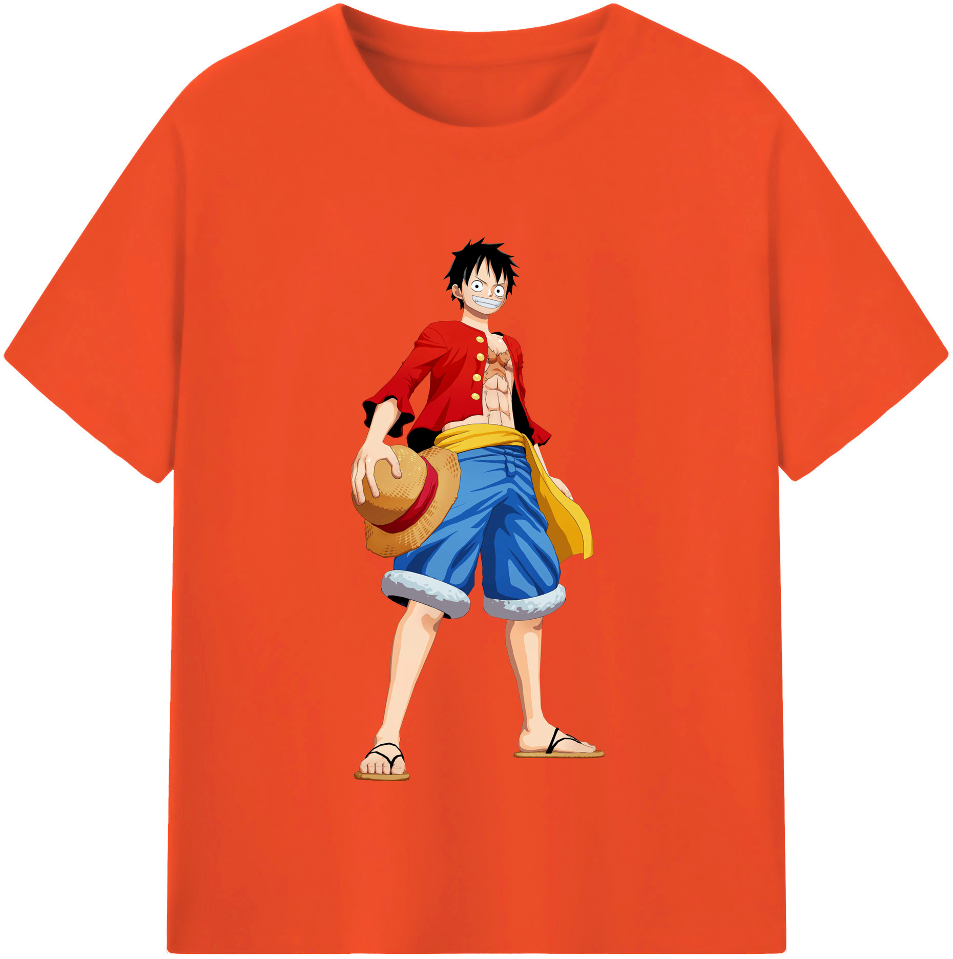 ワンピース モンキー・D・ルフィ ONE PIECE Monkey D. Luffy 綿100％半袖Tシャツ（フロントプリント）