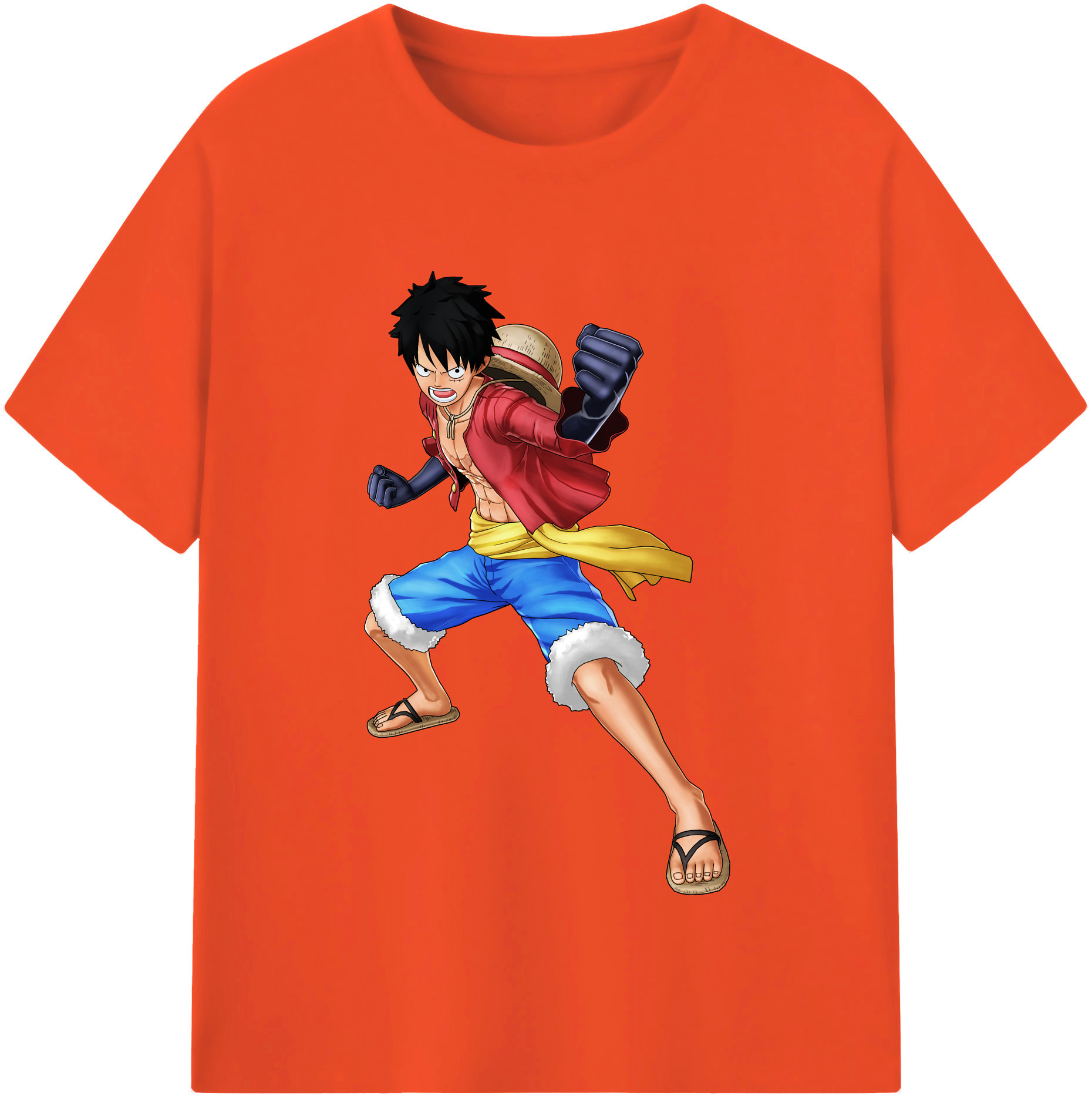 ワンピース モンキー・D・ルフィ ONE PIECE Monkey D. Luffy 綿100％半袖Tシャツ（フロントプリント）