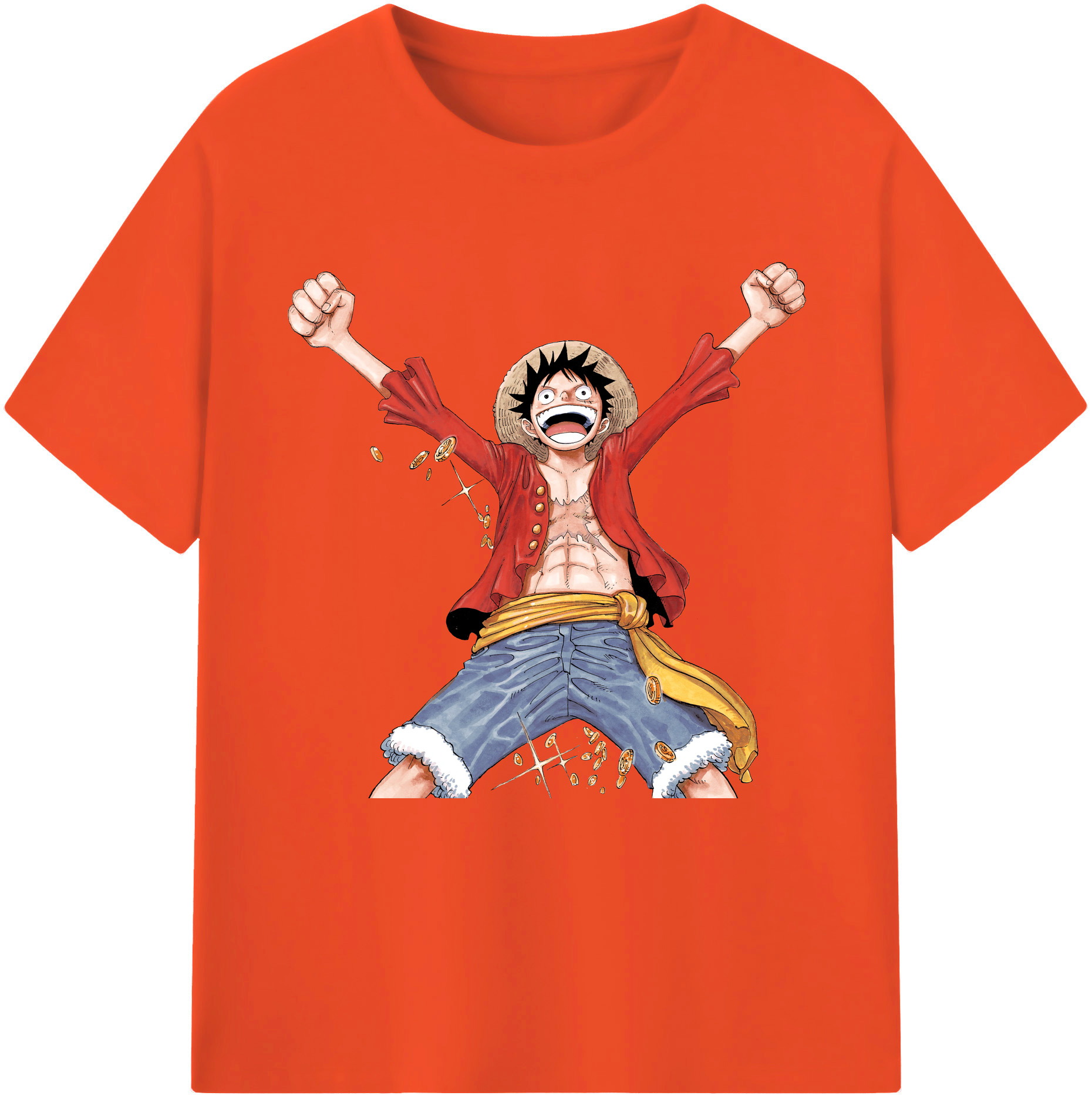 ワンピース モンキー・D・ルフィ ONE PIECE Monkey D. Luffy 綿100％半袖Tシャツ（フロントプリント）