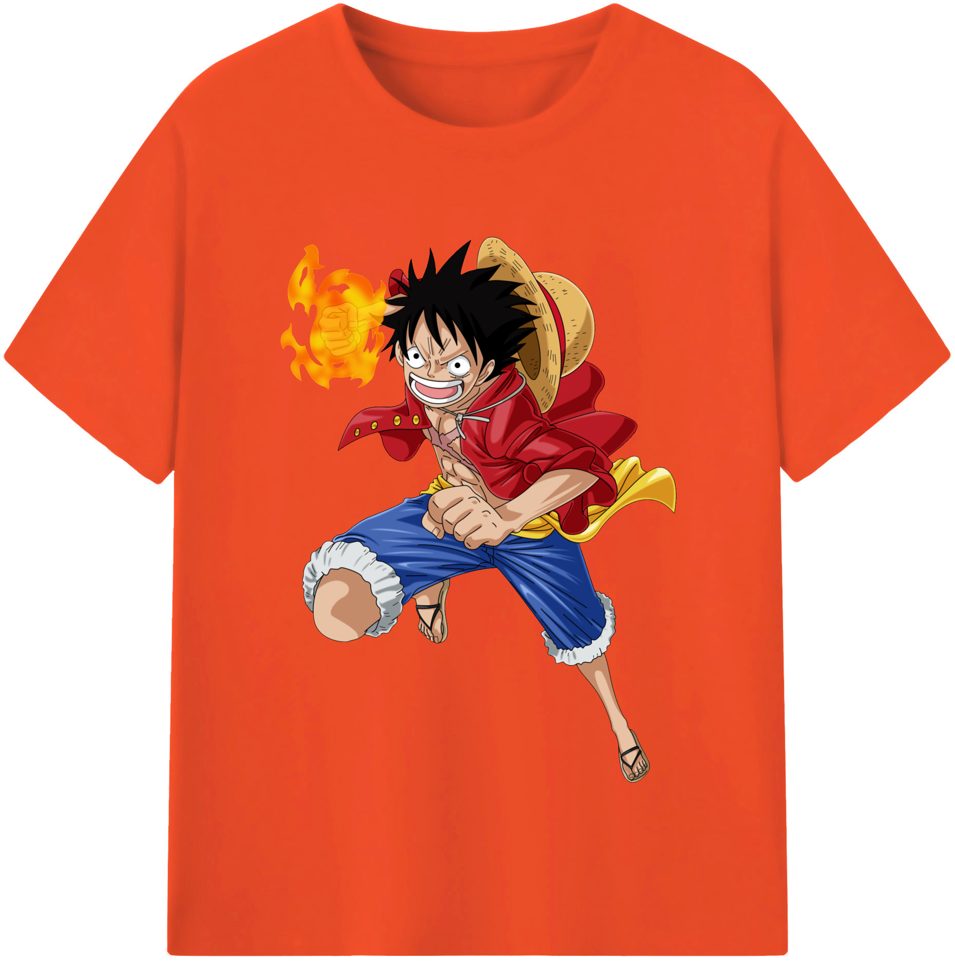 ワンピース モンキー・D・ルフィ ONE PIECE Monkey D. Luffy 綿100％半袖Tシャツ（フロントプリント）