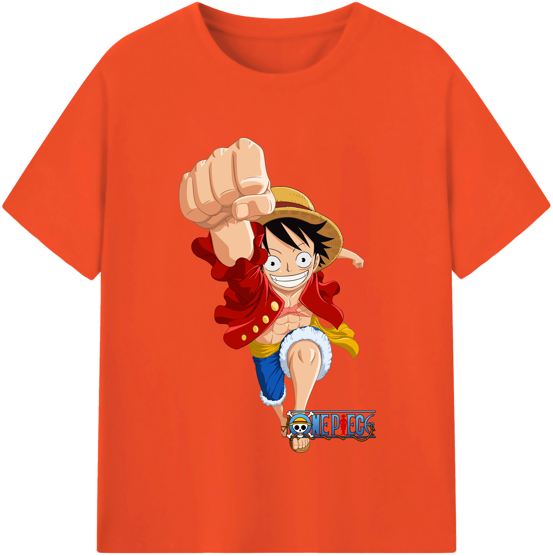 ワンピース モンキー・D・ルフィ ONE PIECE Monkey D. Luffy 綿100％半袖Tシャツ（フロントプリント）