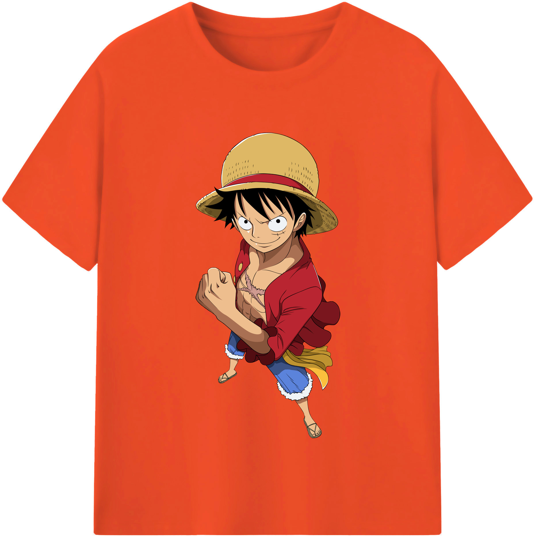 ワンピース モンキー・D・ルフィ ONE PIECE Monkey D. Luffy 綿100％半袖Tシャツ（フロントプリント）