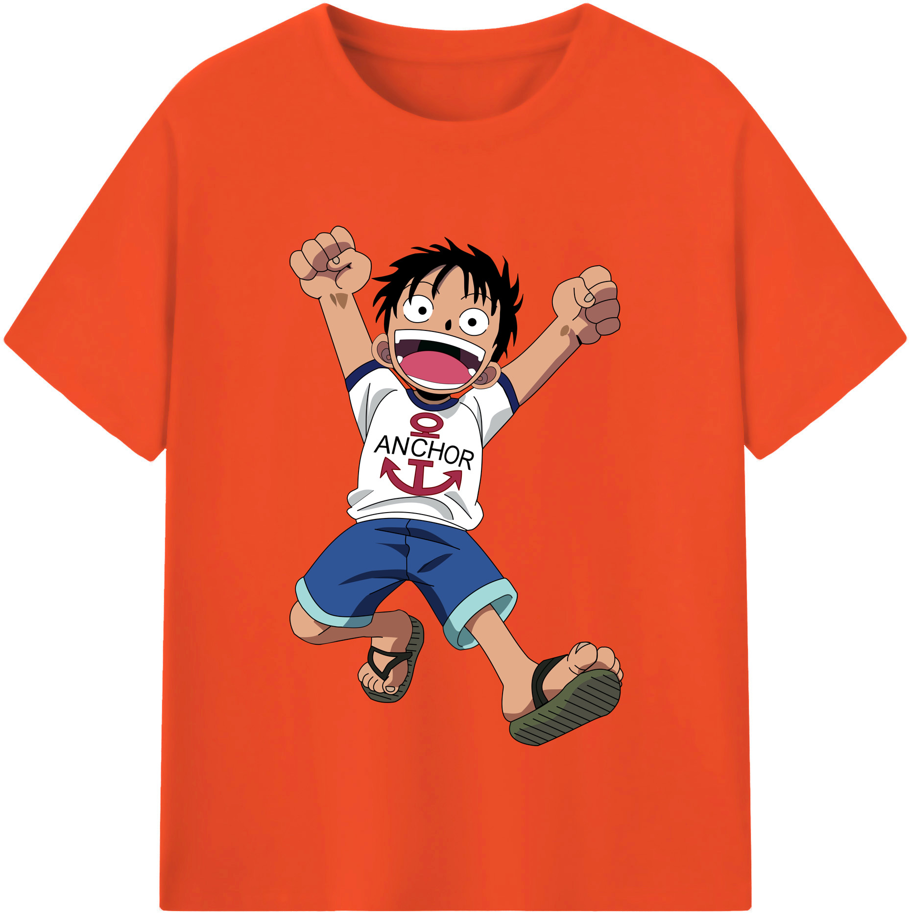 ワンピース モンキー・D・ルフィ ONE PIECE Monkey D. Luffy 綿100％半袖Tシャツ（フロントプリント）