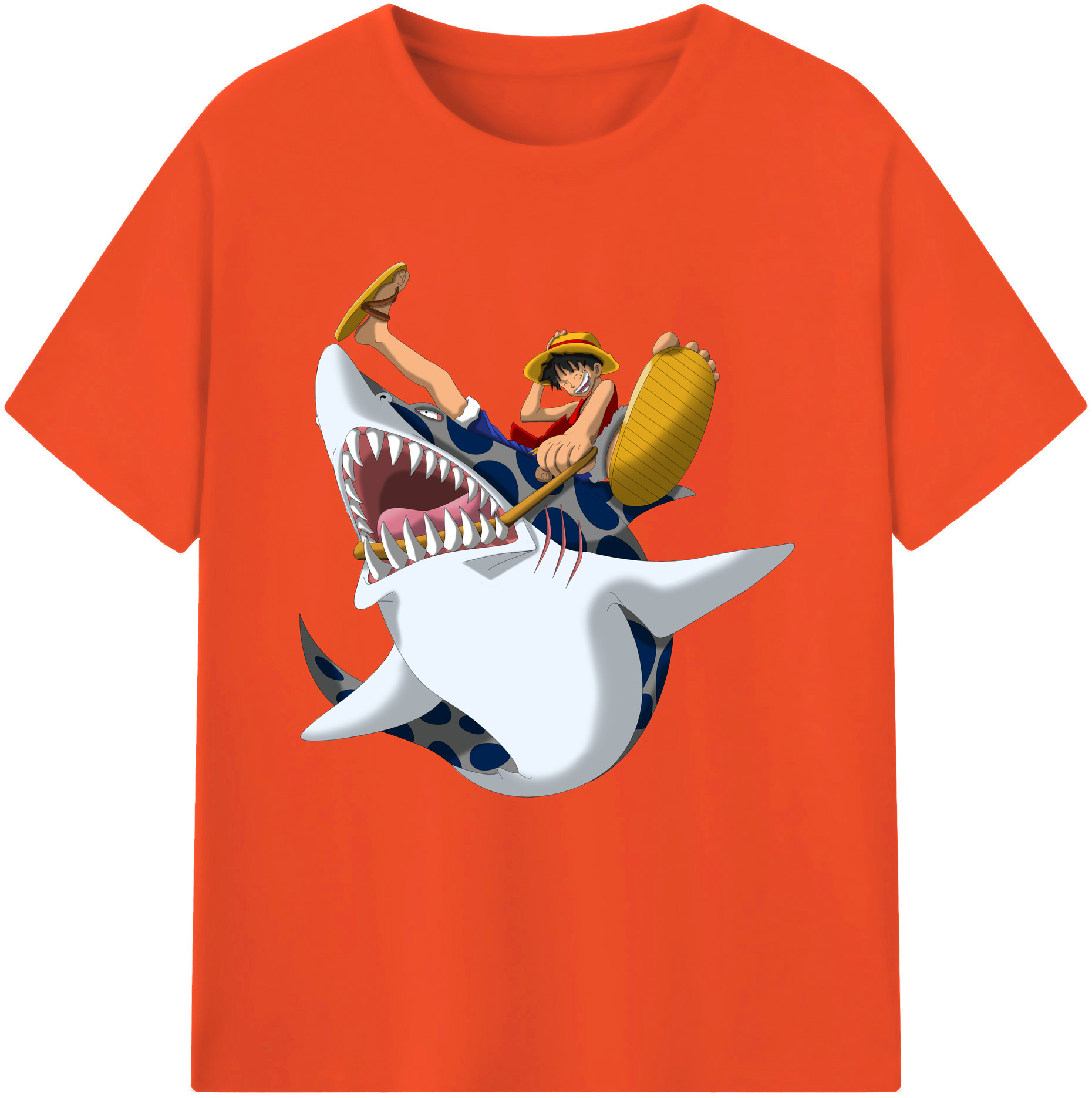 ワンピース モンキー・D・ルフィ ONE PIECE Monkey D. Luffy 綿100％半袖Tシャツ（フロントプリント）