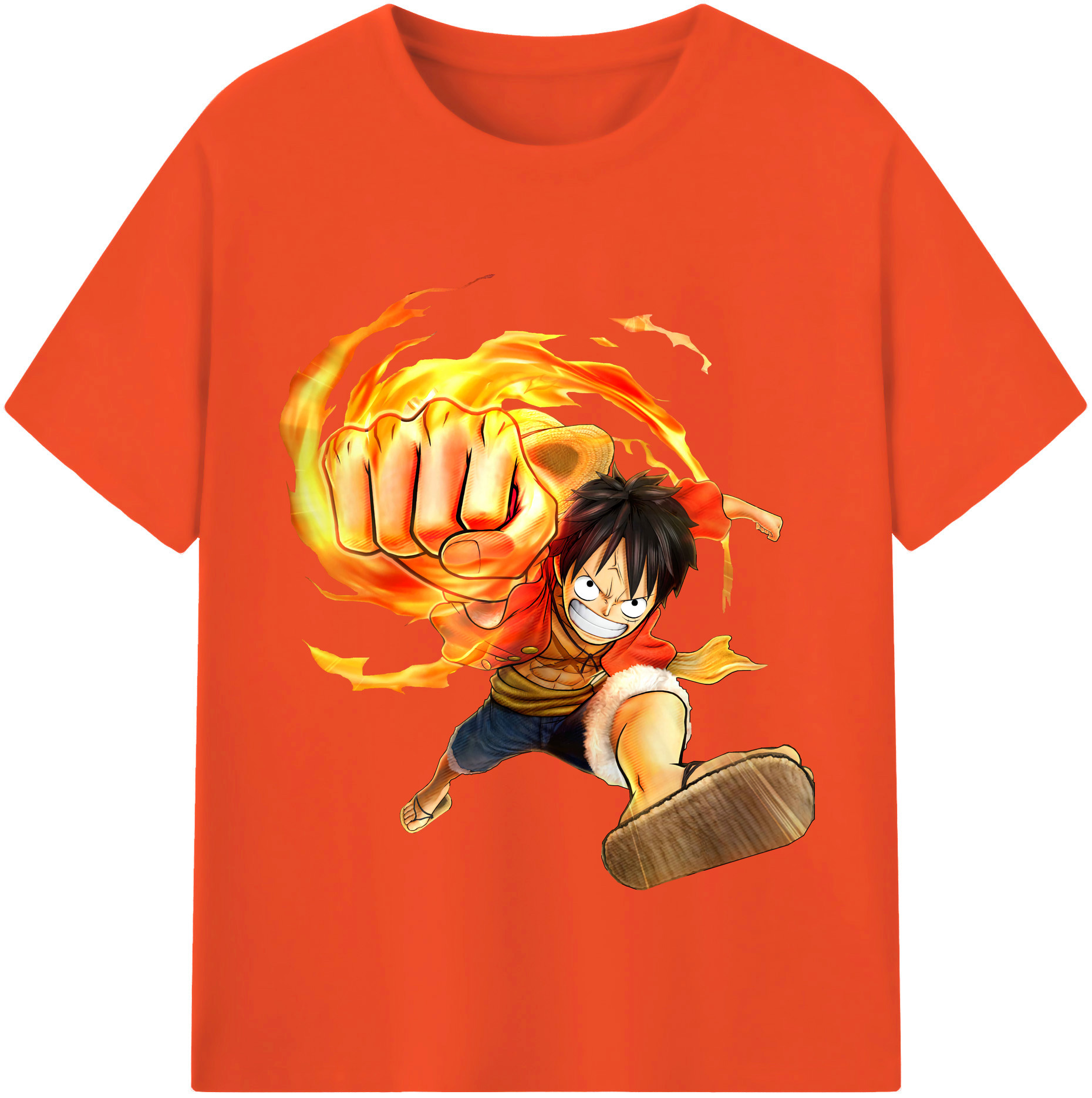 ワンピース モンキー・D・ルフィ ONE PIECE Monkey D. Luffy 綿100％半袖Tシャツ（フロントプリント）