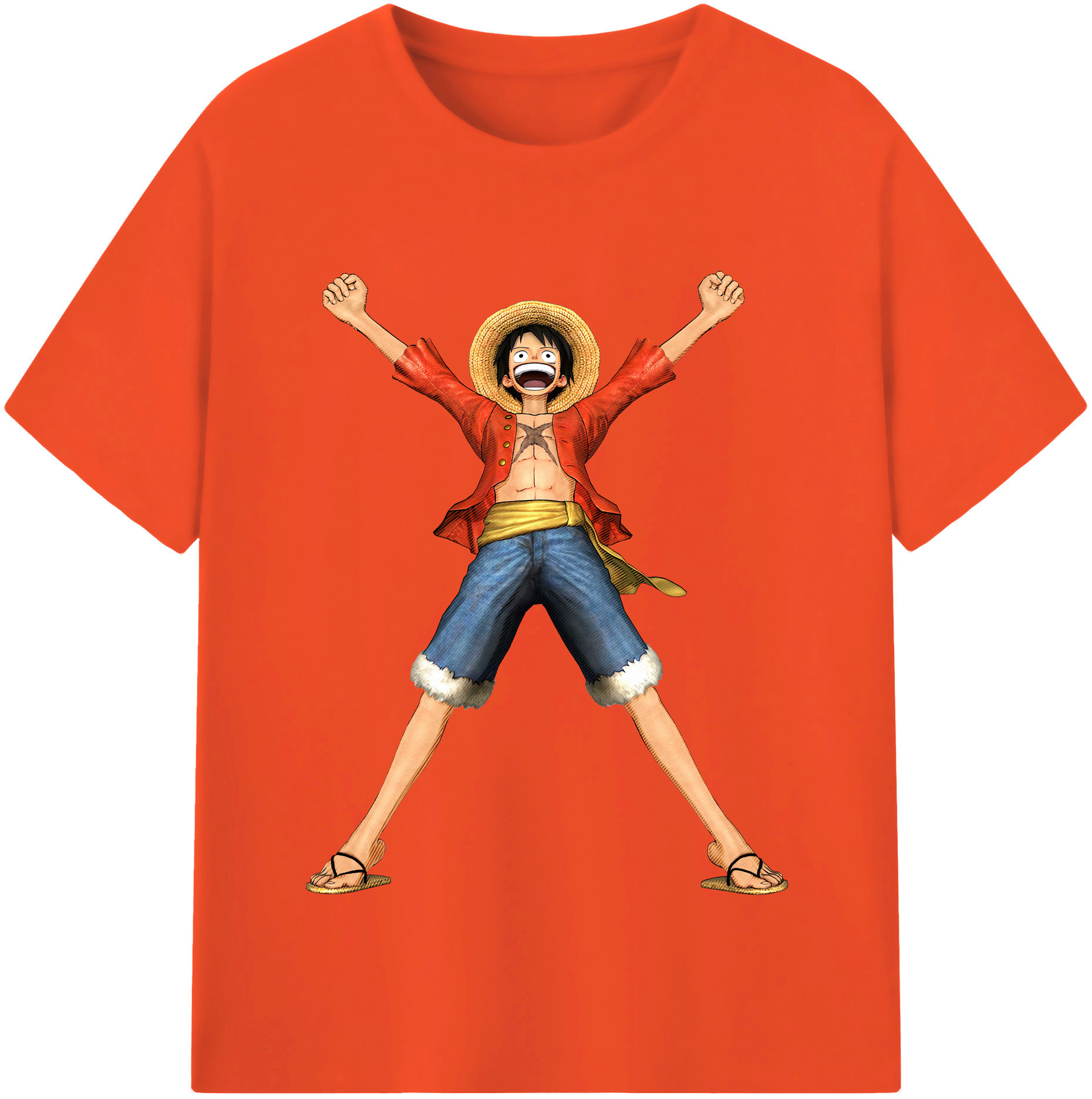 ワンピース モンキー・D・ルフィ ONE PIECE Monkey D. Luffy 綿100％半袖Tシャツ（フロントプリント）
