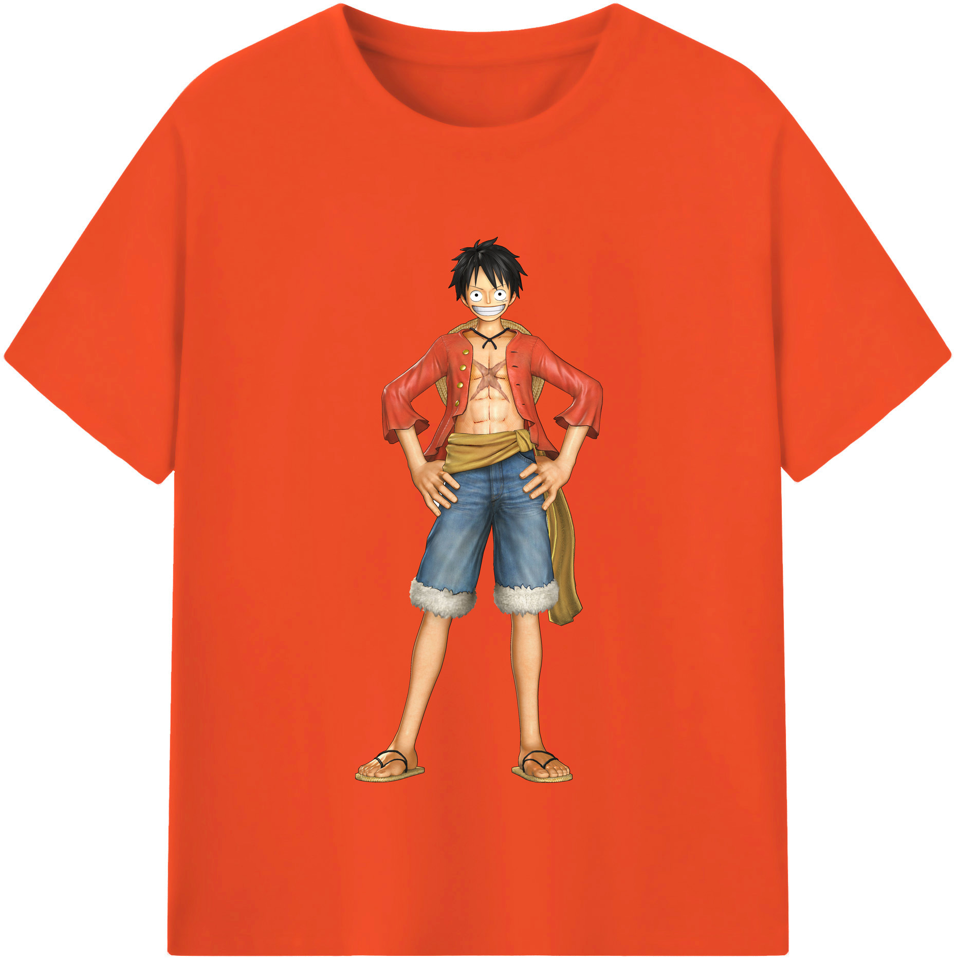 ワンピース モンキー・D・ルフィ ONE PIECE Monkey D. Luffy 綿100％半袖Tシャツ（フロントプリント）