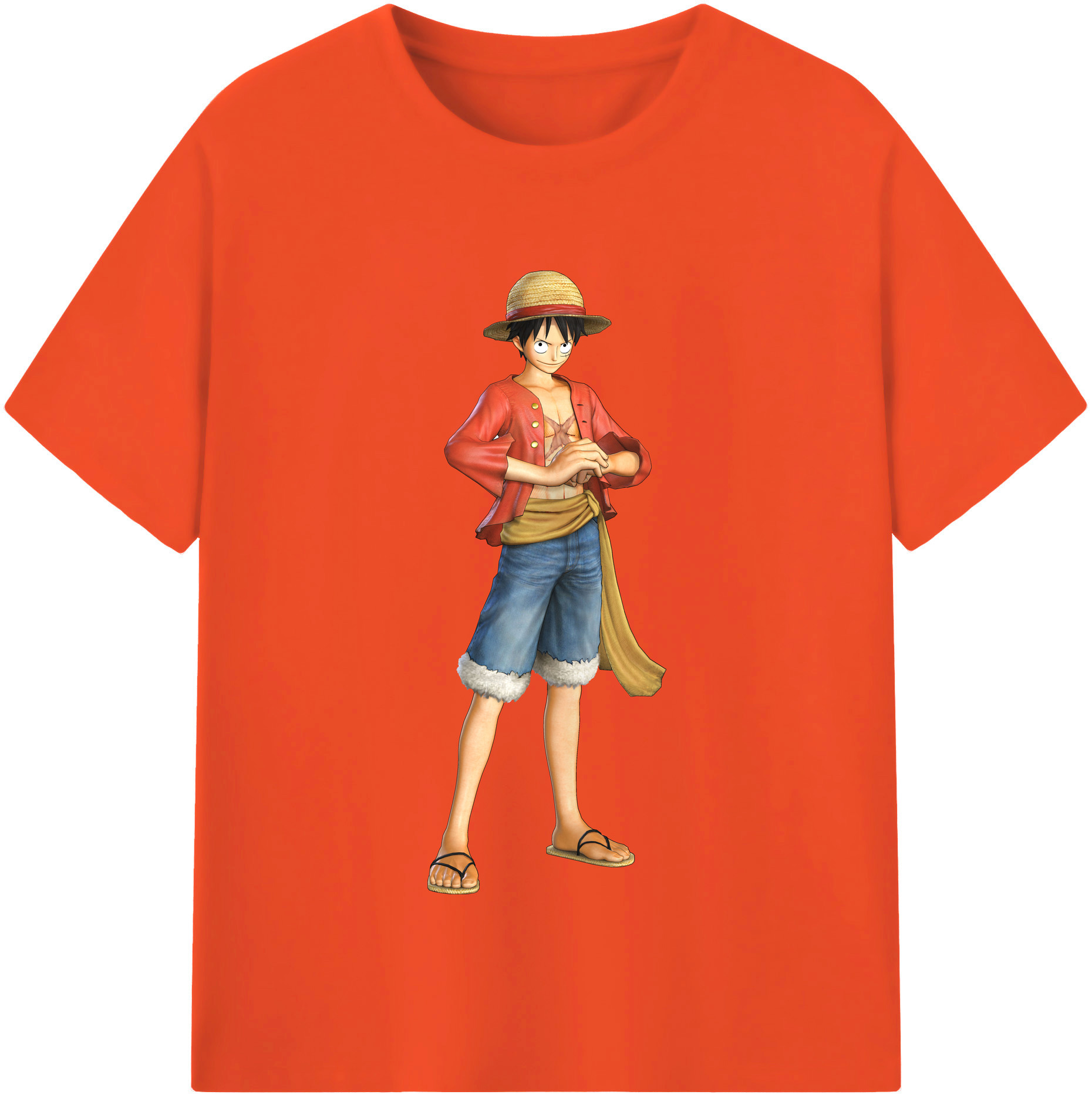 ワンピース モンキー・D・ルフィ ONE PIECE Monkey D. Luffy 綿100％半袖Tシャツ（フロントプリント）