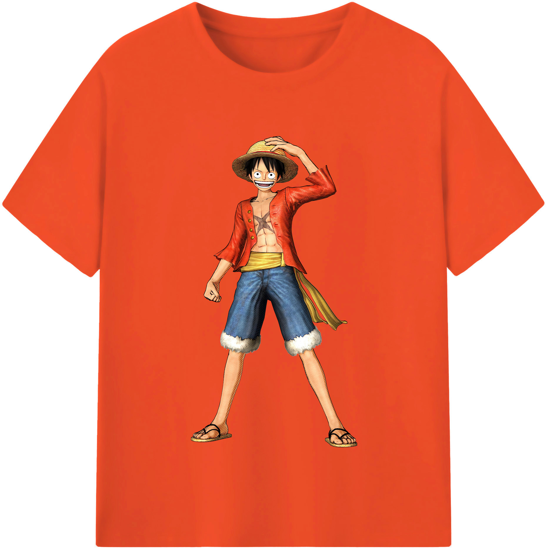 ワンピース モンキー・D・ルフィ ONE PIECE Monkey D. Luffy 綿100％半袖Tシャツ（フロントプリント）