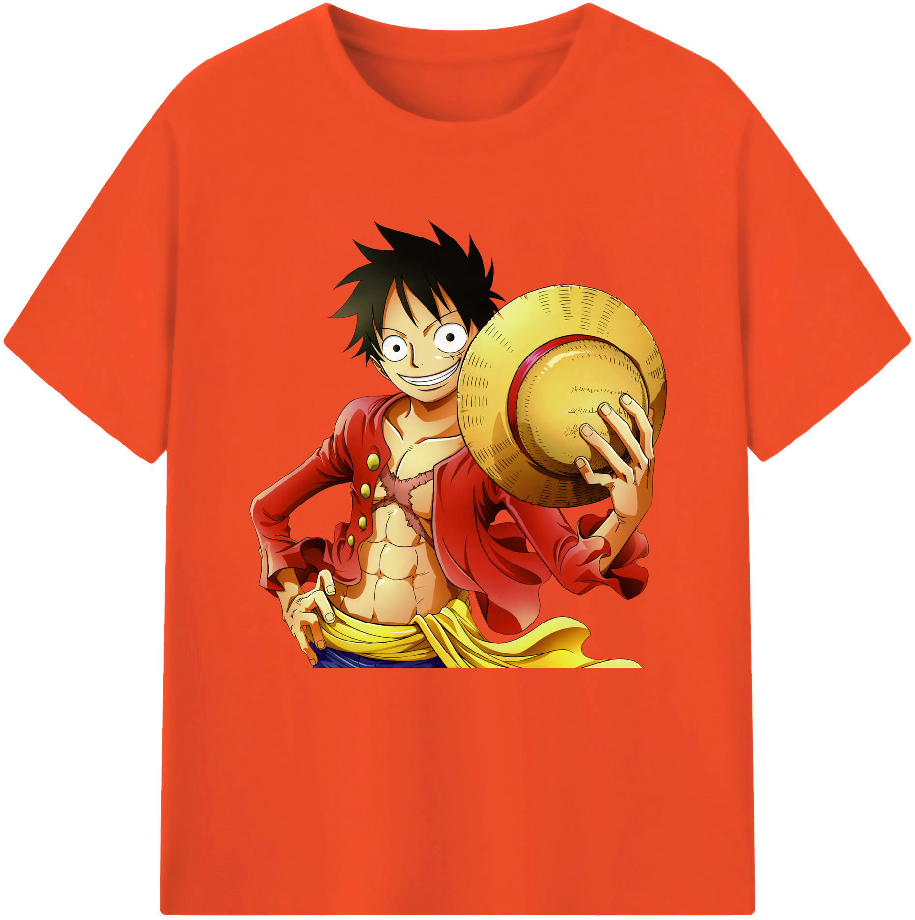ワンピース モンキー・D・ルフィ ONE PIECE Monkey D. Luffy 綿100％半袖Tシャツ（フロントプリント）
