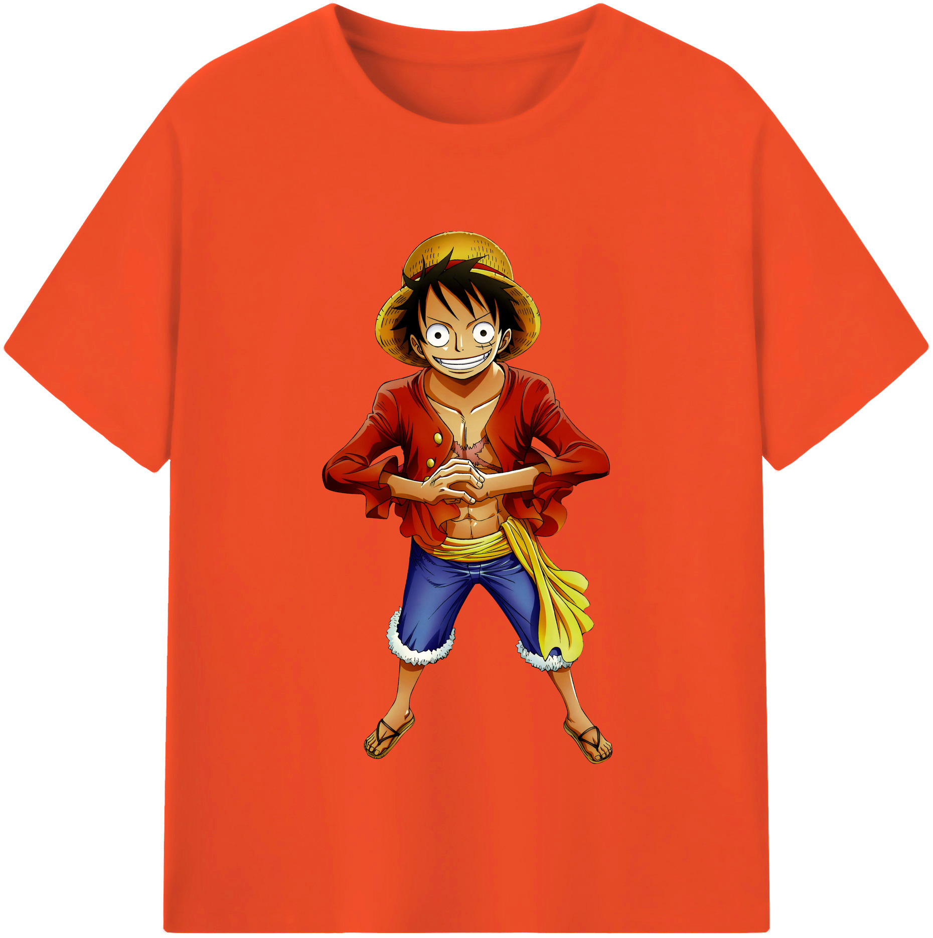 ワンピース モンキー・D・ルフィ ONE PIECE Monkey D. Luffy 綿100％半袖Tシャツ（フロントプリント）