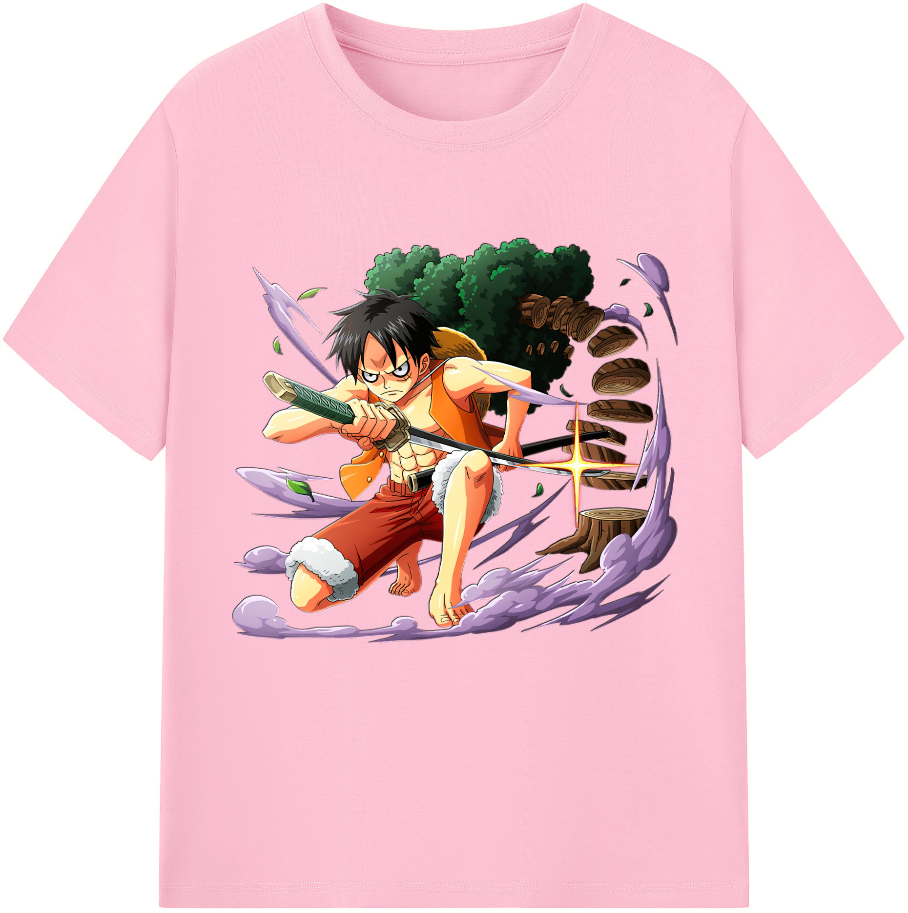 ワンピース モンキー・D・ルフィ ONE PIECE Monkey D. Luffy 綿100％半袖Tシャツ（フロントプリント）