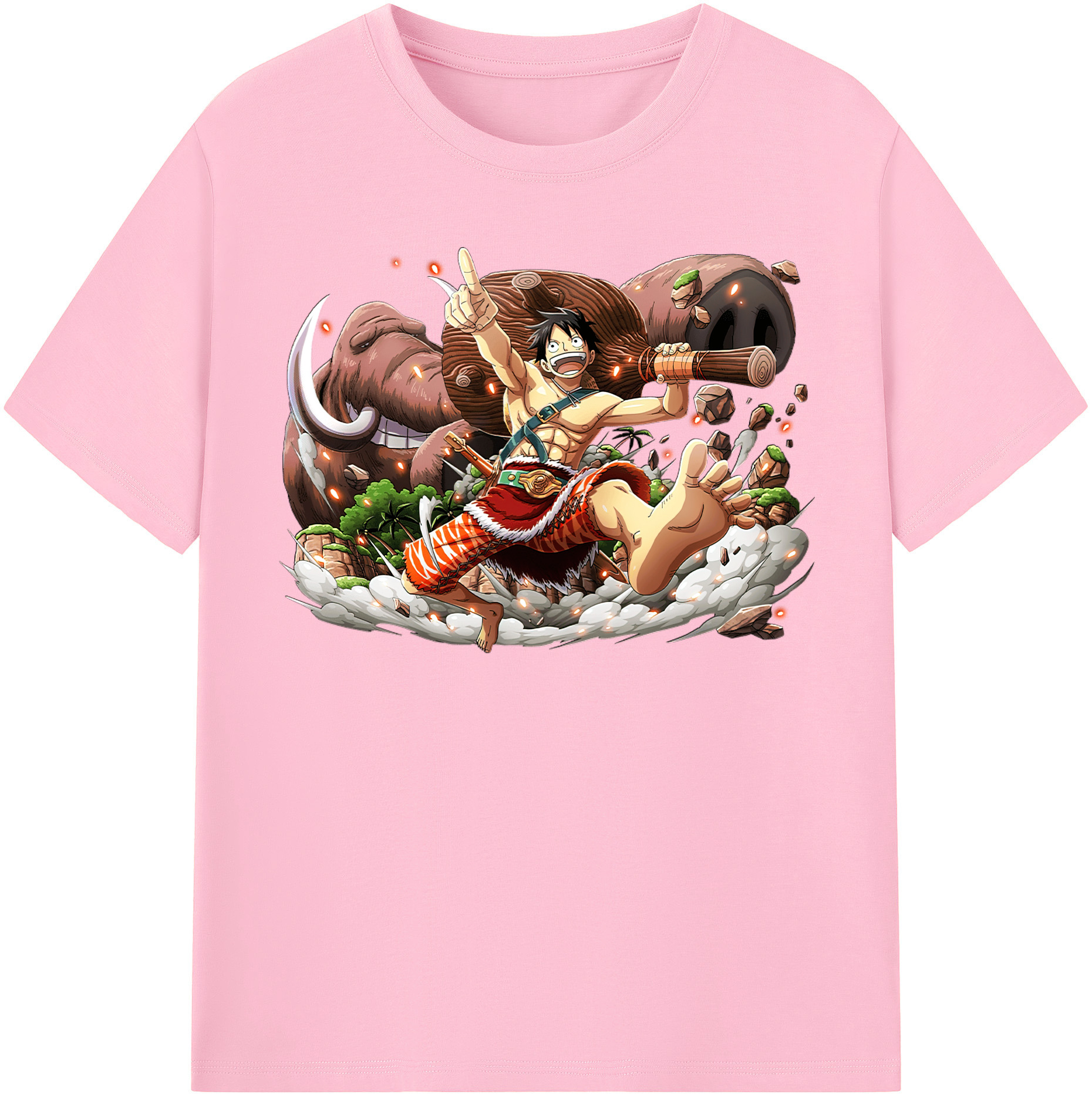ワンピース モンキー・D・ルフィ ONE PIECE Monkey D. Luffy 綿100％半袖Tシャツ（フロントプリント）